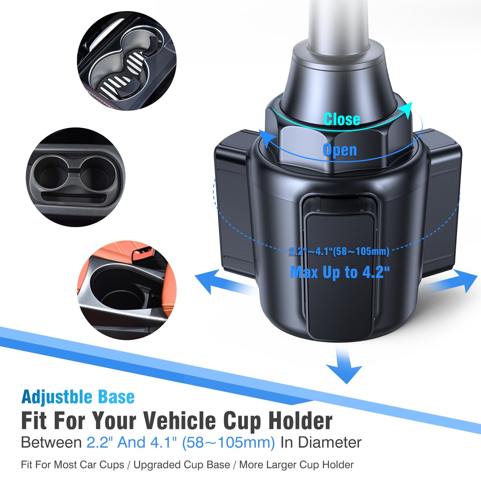 Miracase Cup Holder Phone Mount - Universal Gooseneck Adjustable Car Cell Phone Mount For Iphone, Samsung, Google And All 4.0-7.