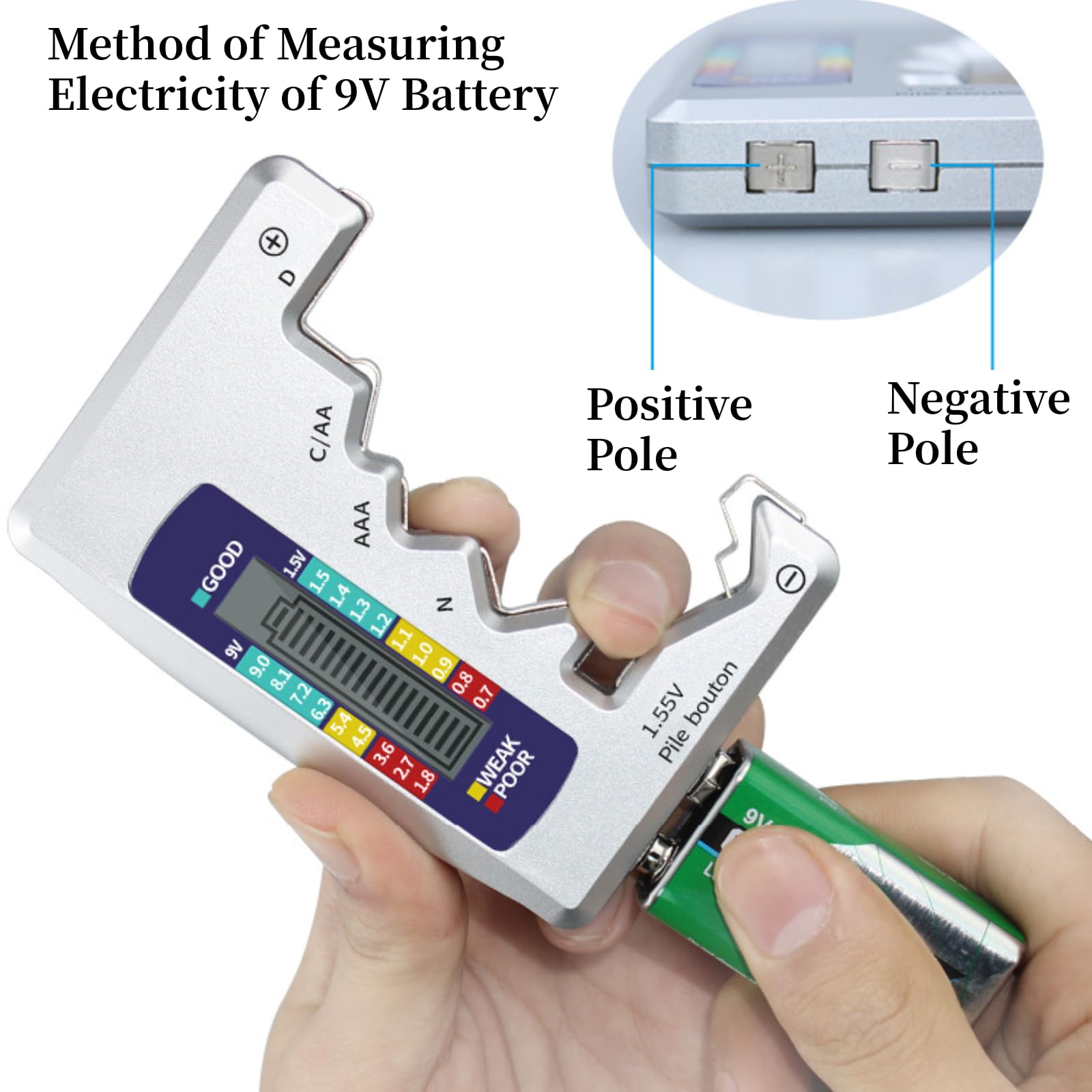 Aunmas Digital Battery Tester, Universal Battery Checker Small Battery Testers Checker Battery Capacity Testing Tool Battery Analyzer Cranking System Tester For Aaa C D 9V 1.5V Household Batteries