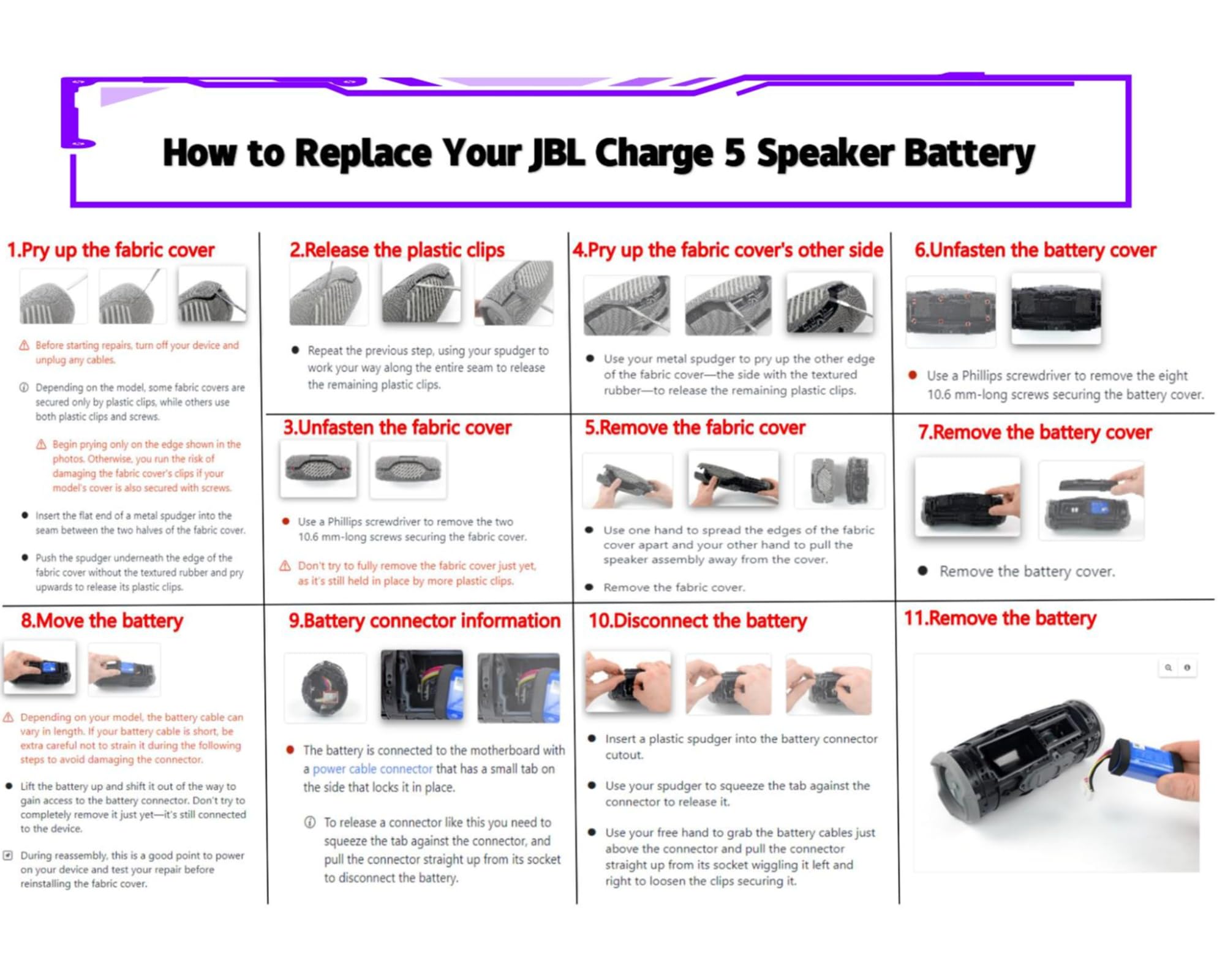 Youejoeq 10000Mah Jbl Charge 5 Battery Replacement Battery For Charge 5 Wireless Bluetooth Speaker, Fits Part No Gsp 1S3P Ch4A G