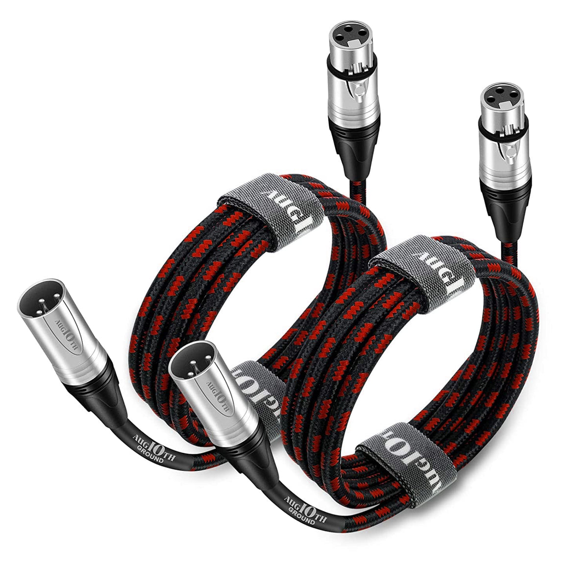 Augioth Xlr To Xlr Pro Mic Cable 30 Ft 2 Pack Male To Female Xlr Cable 3 Pin Red Balanced Shielded Microphone Cable For Amplifie