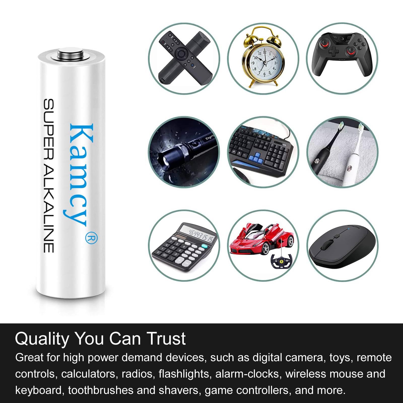 Kamcy Aaa Batteries, Batteries Aaa Size, Aaa Batteries 100 Pack, Triple Aaa Batteries 1.5V Long Lasting High-Performance Aaa Alk