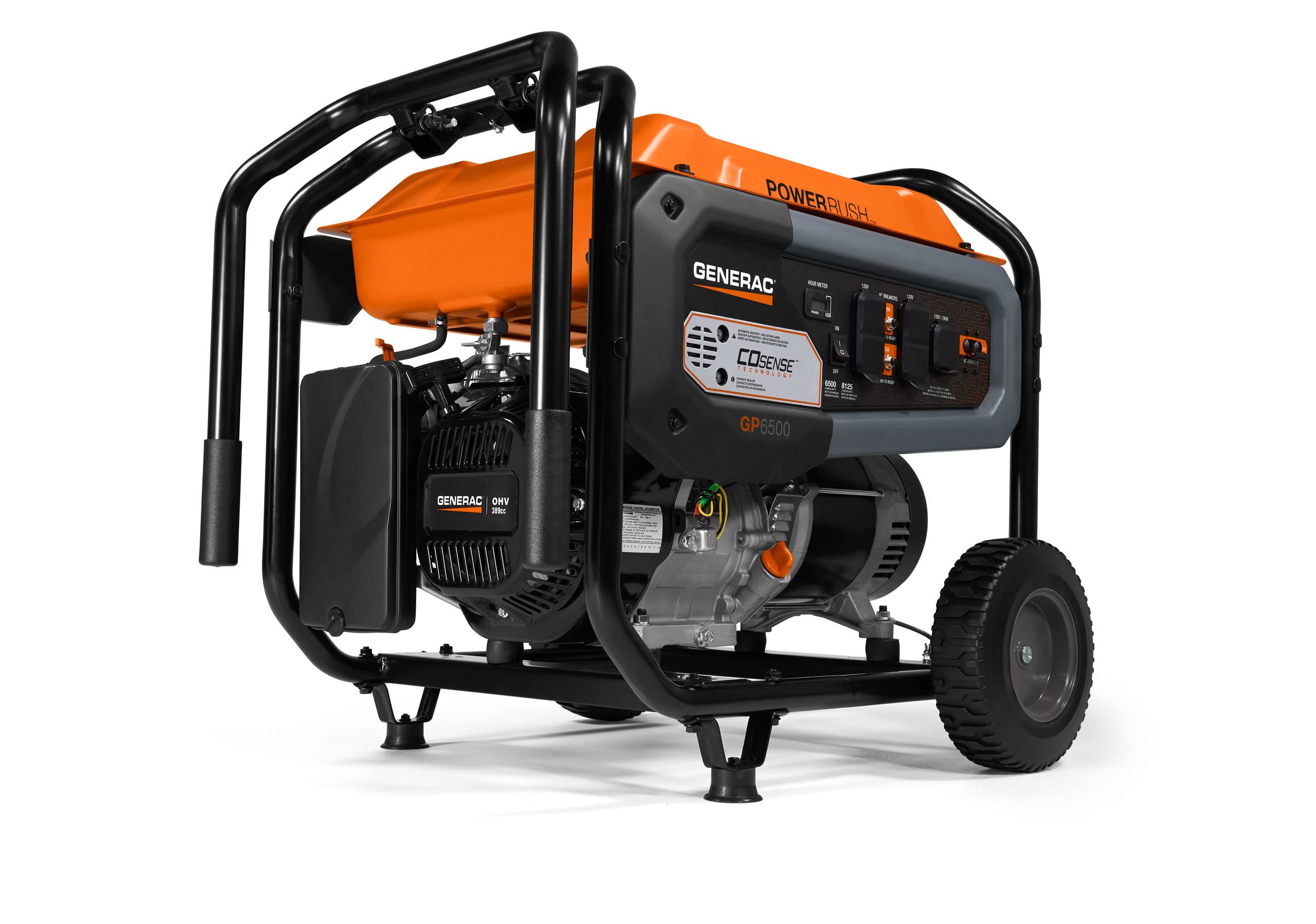 Generac 7672 Gp6500 6,500 Watt Gas Powered Portable Generator With Cord   Cosense Technology   Powerrush Advanced Technology   P