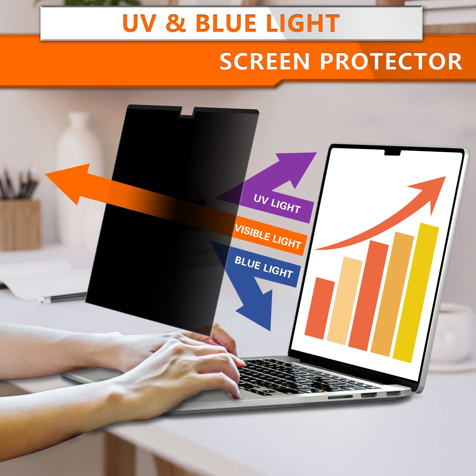 Zoegaa Macbook Air M2 Privacy Screen, Compatible With 2024/2023 Macbook Air M2 Privacy Screen Protector, Magnetic Removable Anti