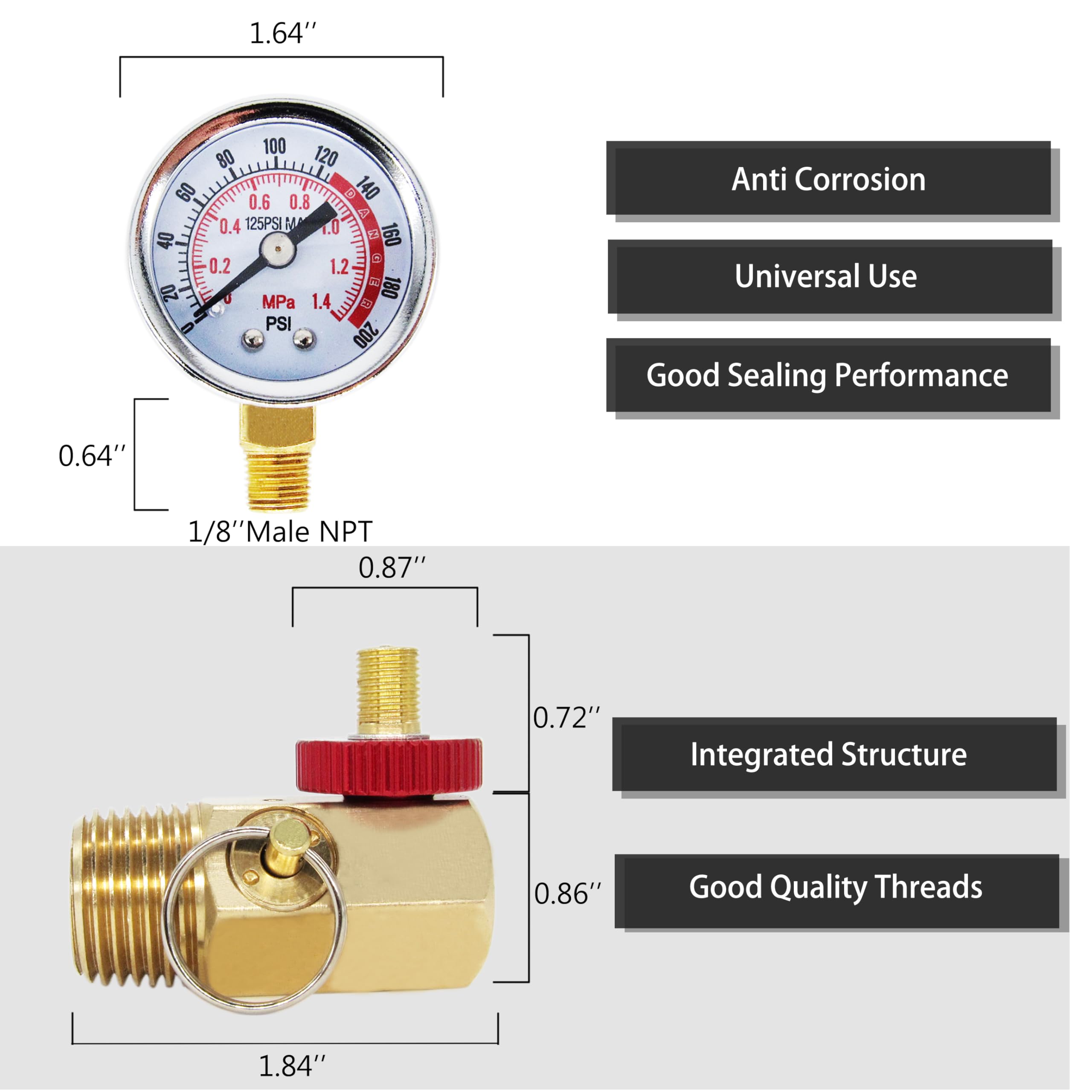Jiaximan Air Tank Valve Kit With Gauge, Safety Valve Manifold And 4 Feet Air Tank Hose Assembly For Portable Air Tank