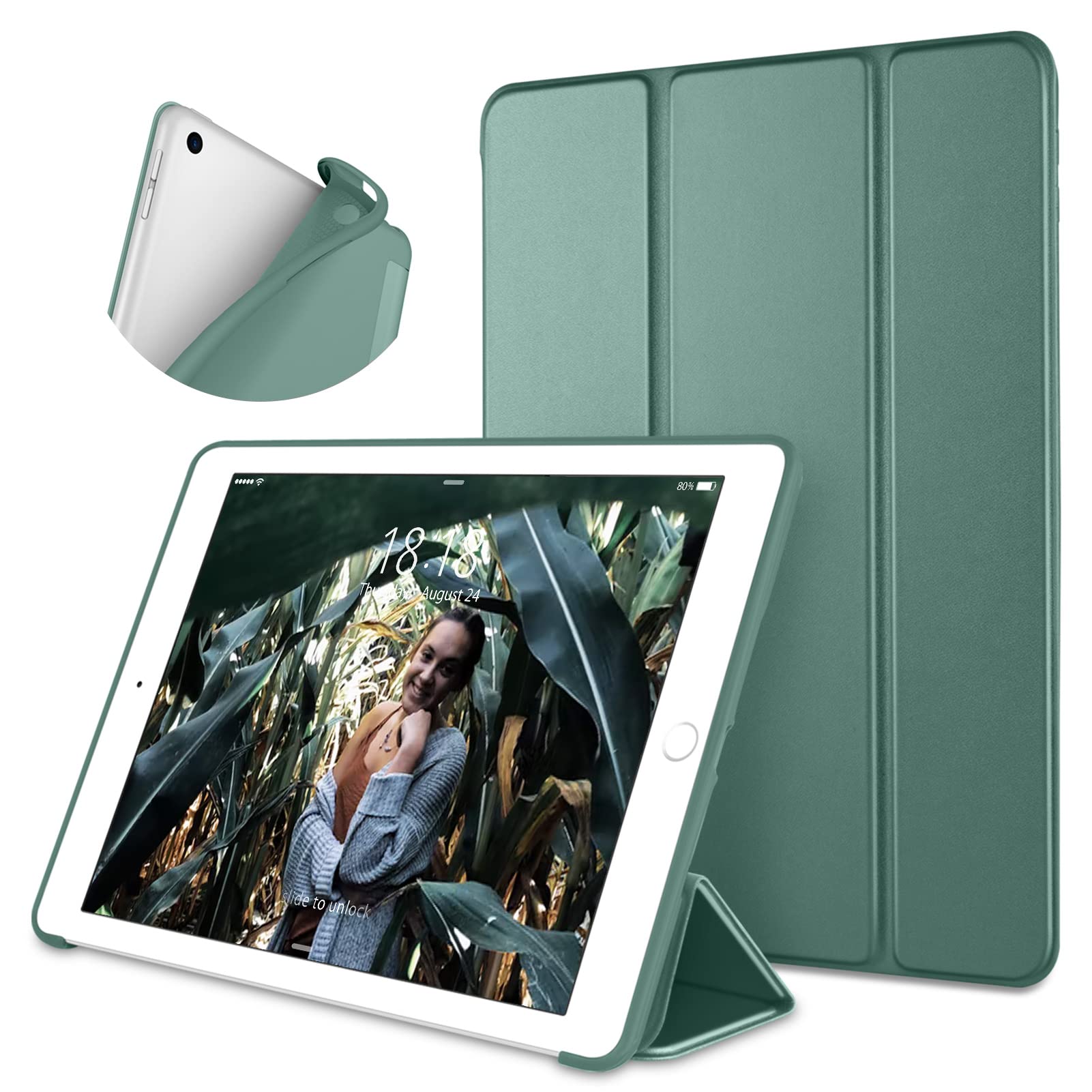 Dtto For Ipad 9.7 Case 2018 Ipad 6Th Generation Case / 2017 Ipad 5Th Generation Case, Slim Fit Lightweight Smart Cover With Soft