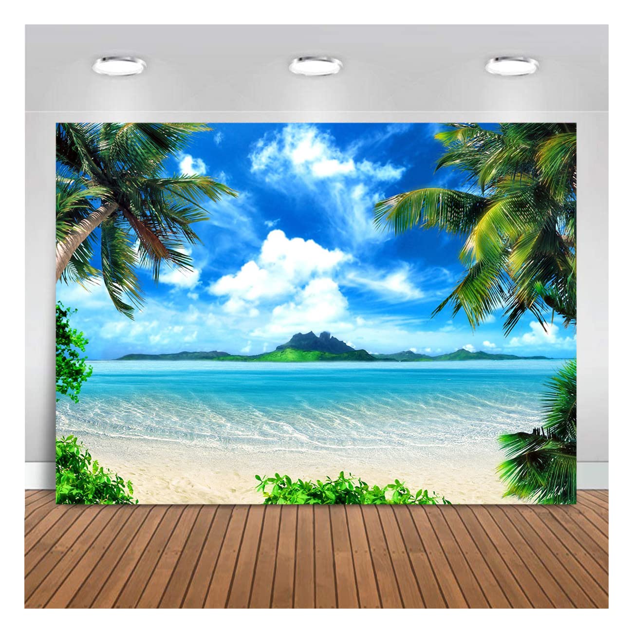 Summer Beach Theme Photo Background Hawaii Coconut Tree Banquet Scene Photography Background Wedding Party Decorative Banner Pho