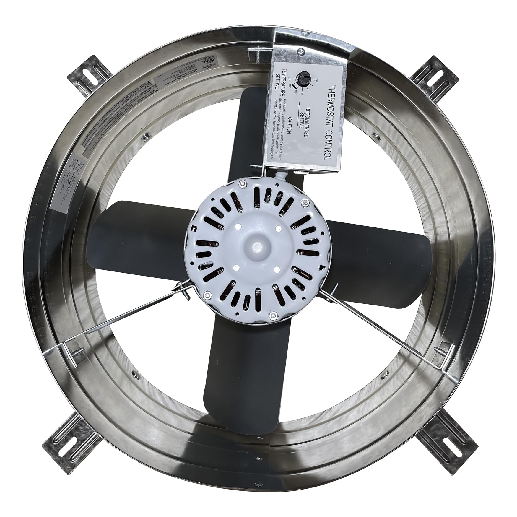 iLiving ILG8G14-12T Automatic Gable Mount Attic Ventilator Fan with Adjustable Thermostat, 2.85 Amp, 2339 CFM, Single-Speed