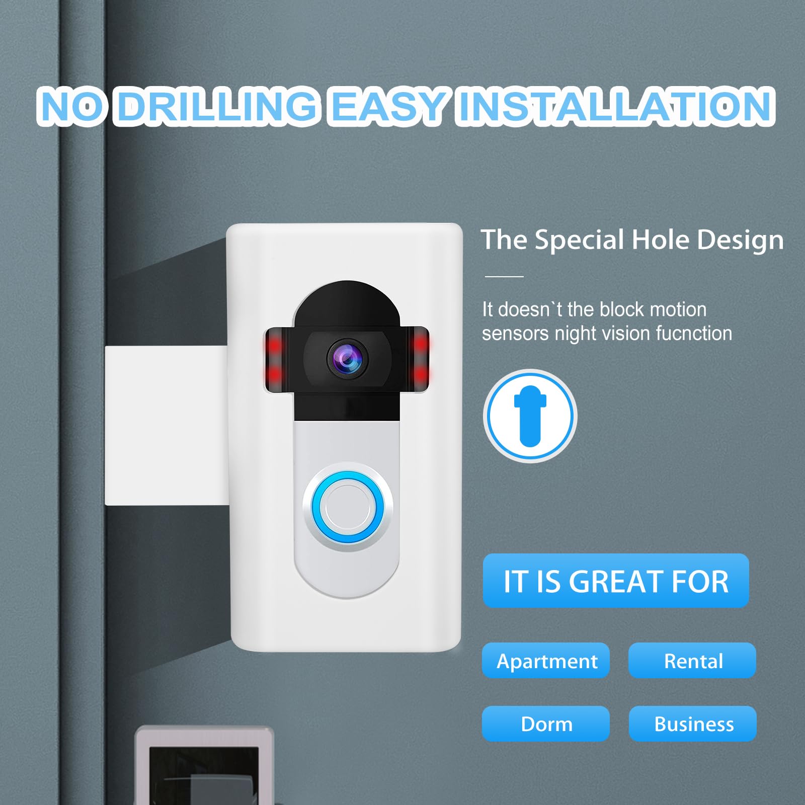 Anti Theft Video Doorbell Mount Compatible With Ring/Blink Wireless Video Doorbell 1/2/3 Plus/3/4/(2020 Release), Adjustable No