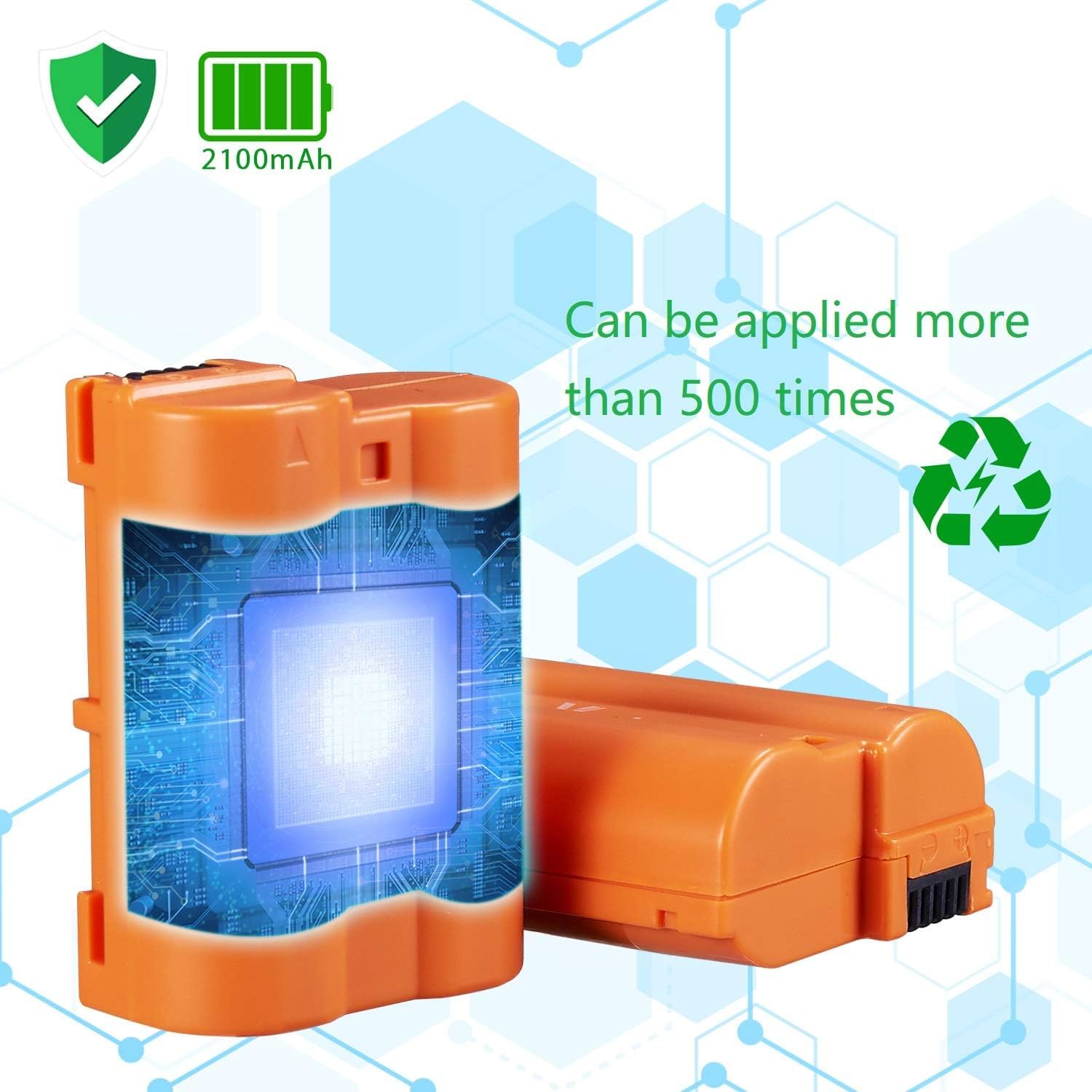 Vemico En El15 En El15A/El15B/El15C Battery Charger Kit 2X2100Mah Replacement Batteries With Dual Slot Lcd Charger For D810 D750