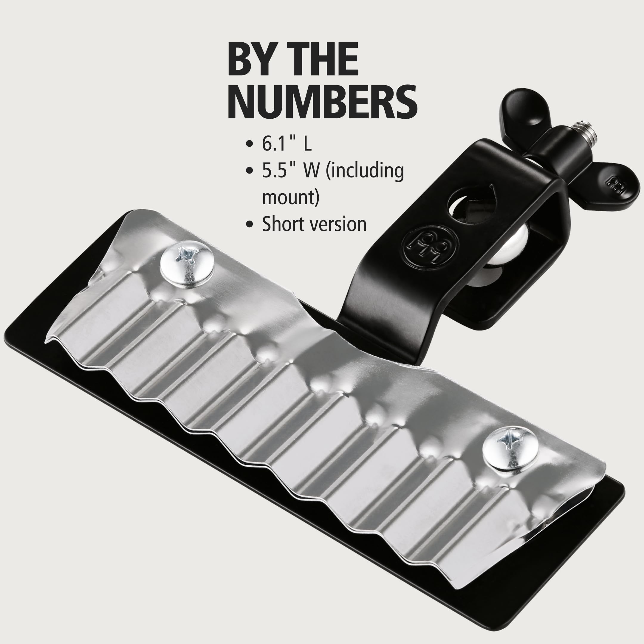 Meinl Percussion Crasher For Percussion Rigs And Drum Set, Medium Size Not Made In China Guiro Style Steel Playing Surface And Standard 3/8' Eye Bolt Mount, 2 Year Warranty, Short M