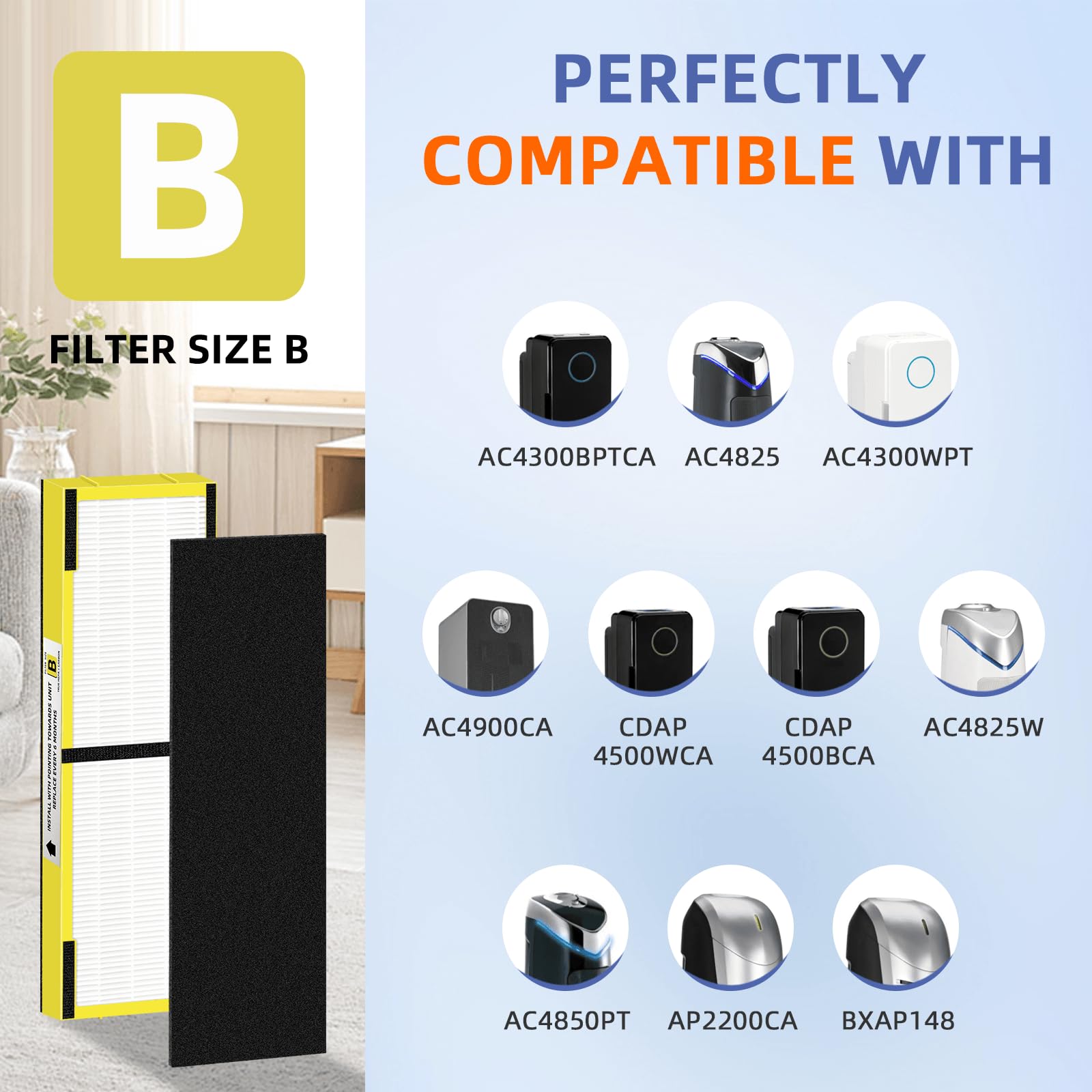 Flt4825 Hepa Filter B Replacement Compatible With G Guardian Air Purifiers Ac4825 Ac4300 Ac4800 Ac4900 Ac4850,4 H13 True Hepa Fi