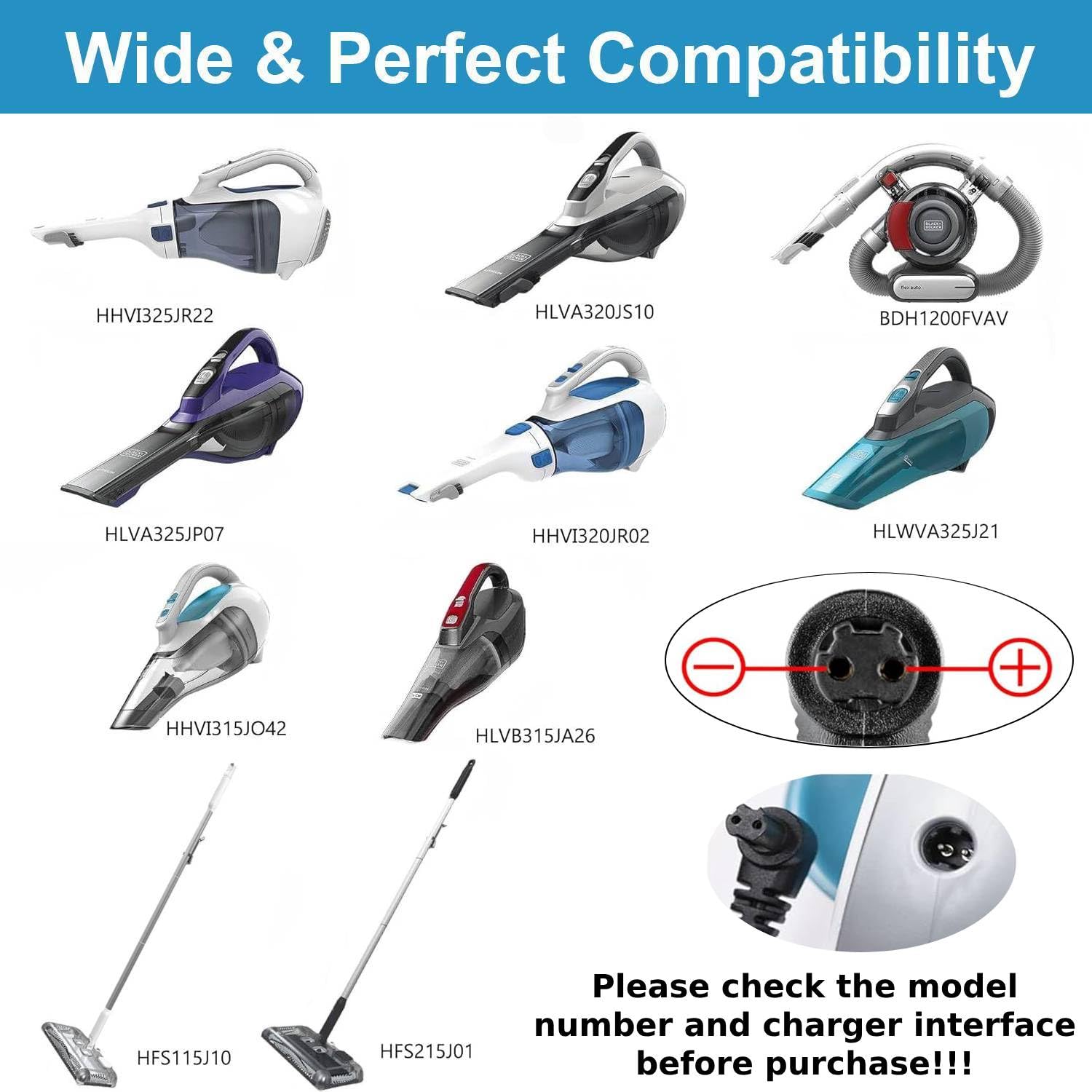 HCHNH 15V Charger for Black & Decker Dustbuster Handheld Vacuum, 6.6Ft - Compatible with Models 90627870/90629039