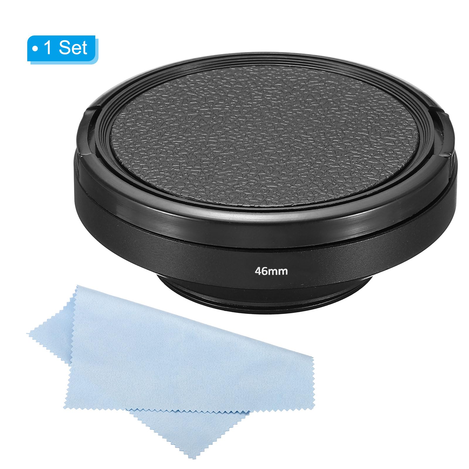 Patikil 46Mm Lens Hood, Wide Angle Matte Surface Anti Reflective Inside Hood With Cap And Cleaning Cloth For Camera Lens, Black