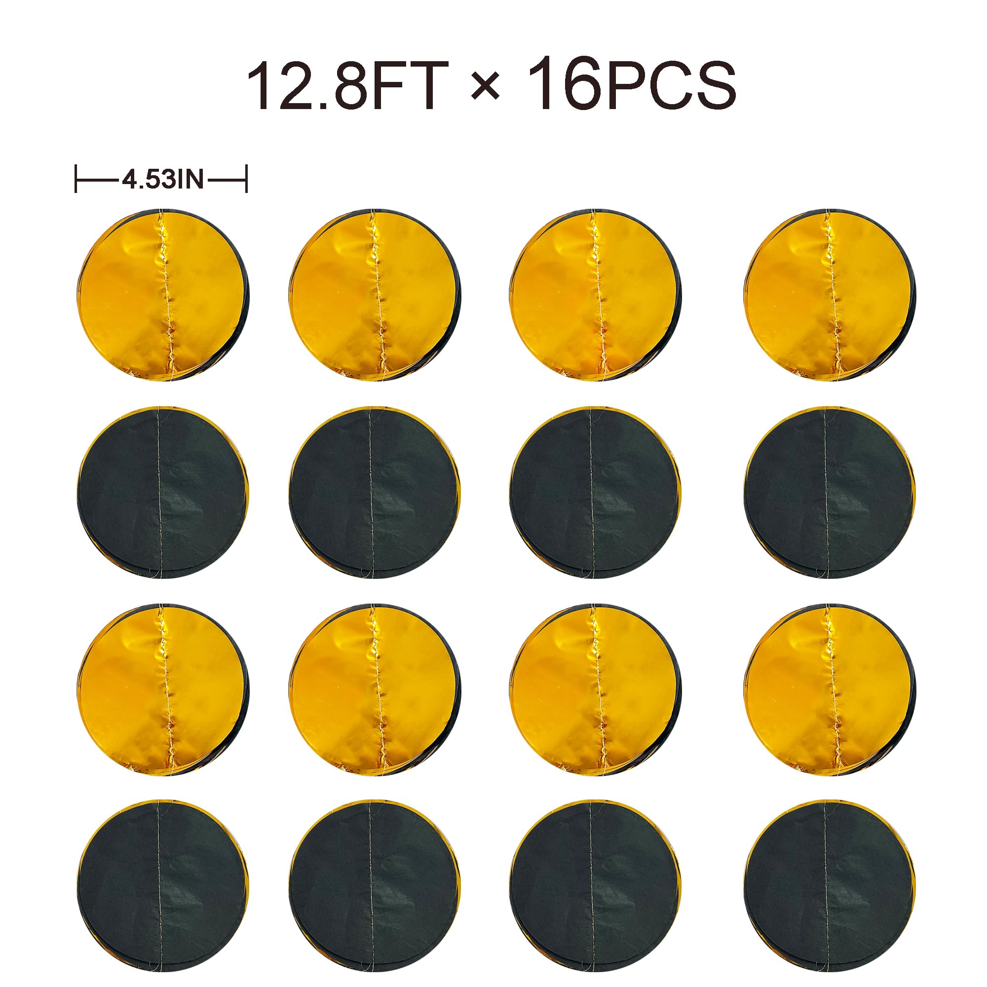 205Ft Black Gold Party Decorations Circle Dot Garland Backdrop Black Tissue Paper Gold Foil Polka Dot Streamer For Graduation Bi