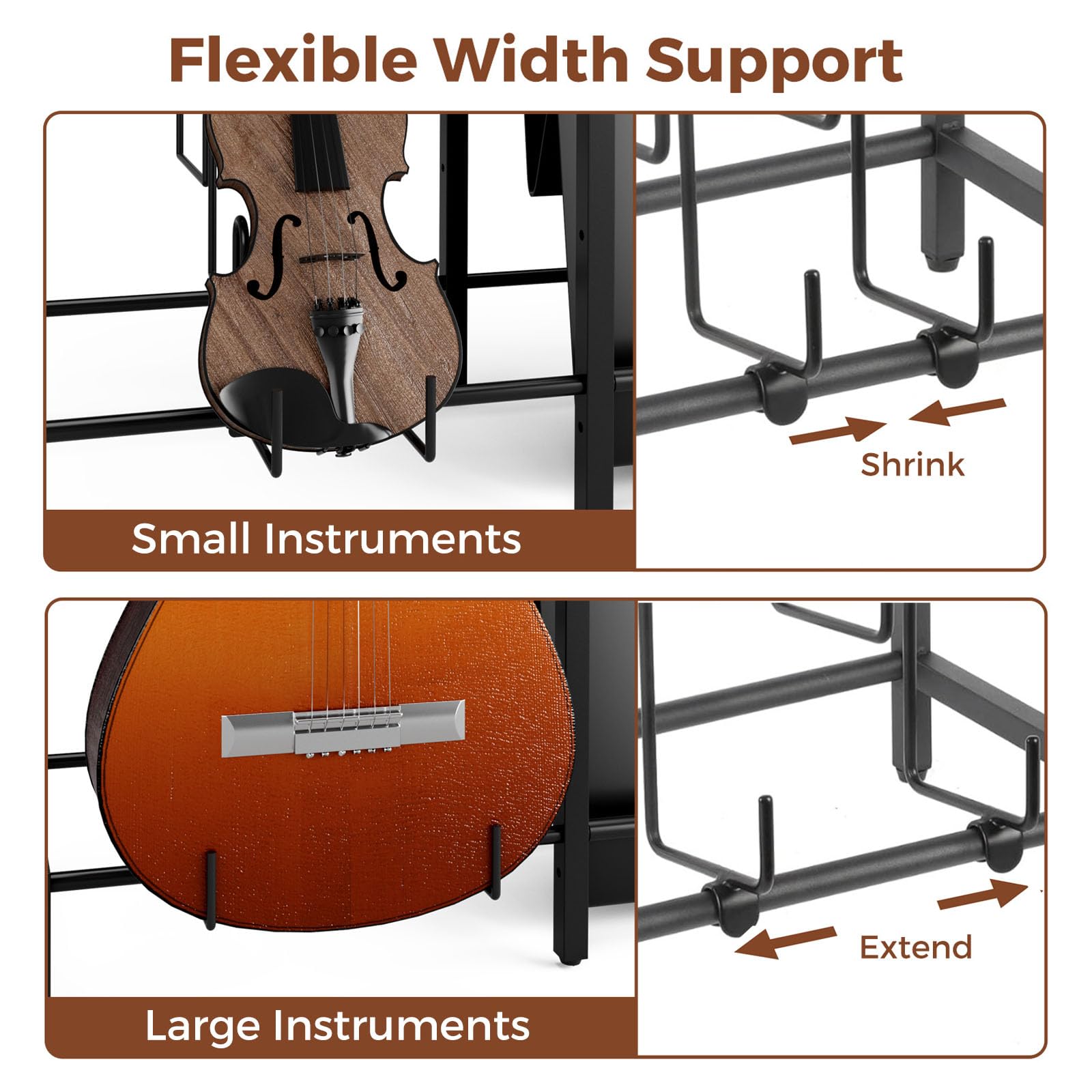 Kikihouse 3 Tier Guitar Stand For Multiple Guitars, Guitar Rack With Amp Shelf And Vinyl Record Storage, Multi Guitar Stand For