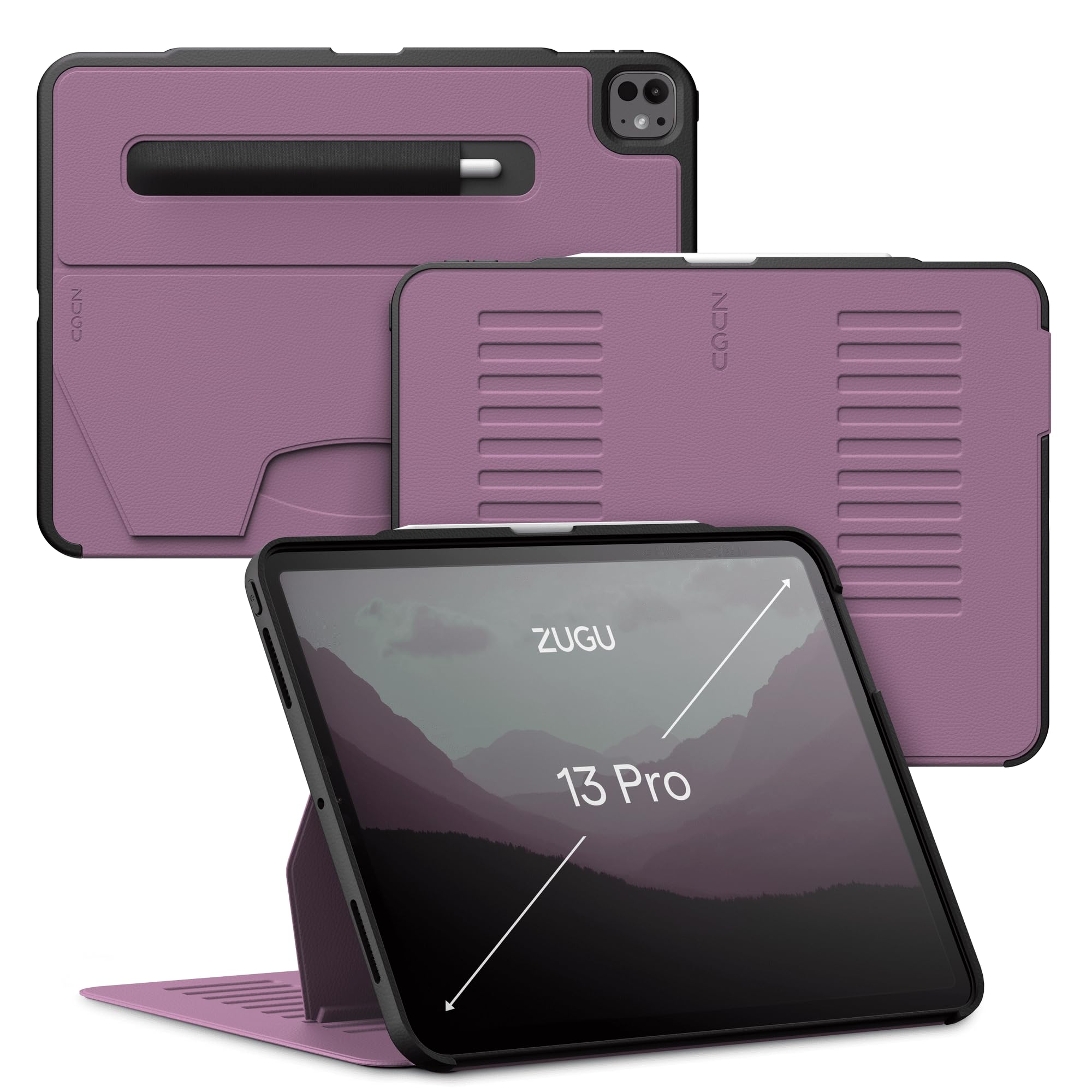 Zugu Case For Ipad Pro 13 (M4) 2024, Slim Protective Cover With Apple Pencil Holder, Auto Wake/Sleep, Multiple Viewing Angles   Ipad Pro 13 Inch Case, Ipad 13 Case, Ipad Pro 13 Inch Case  Berry Purple
