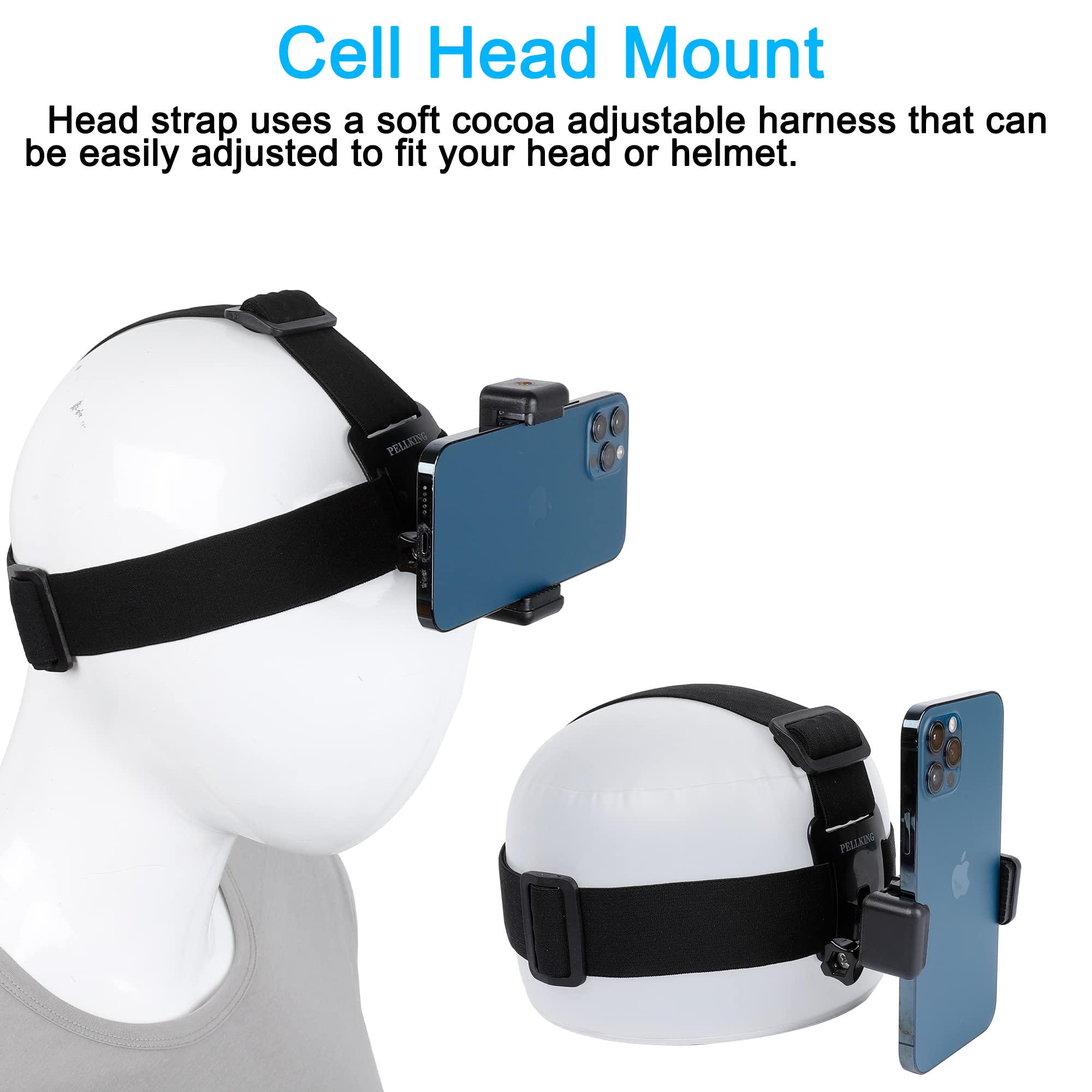 Pellking Phone First Person Perspective Shooting Mount,Accesssory Kit With Chest Mount/Head Mount/Neck Holder/Backpack Strap Mount,For Iphone Samsung Oneplus And Gopro Action Camera More