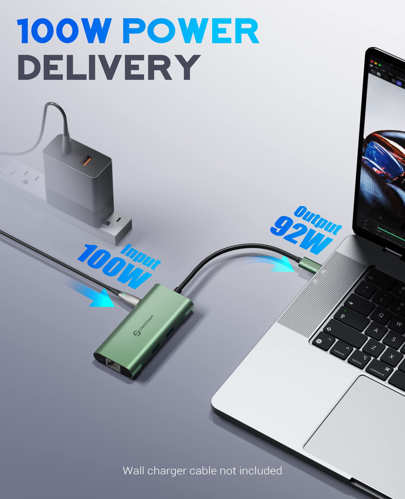 Utechsmart Usb C Hub, Ethernet Multiport Adapter 6 In 1 Usb C To Hdmi Dock Compatible For Macbook Pro/Air, Chromebook, Dell Xps,