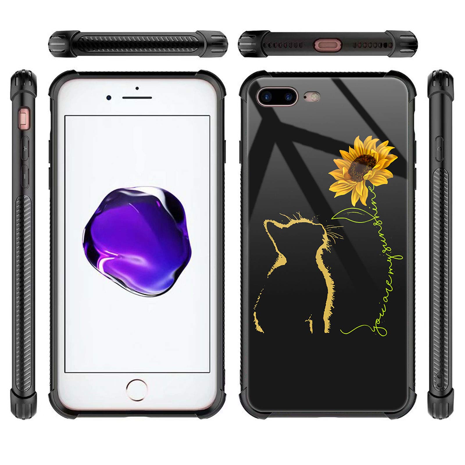 CARLOCA iPhone 7/8/SE 2020 Case Yellow Cat Sunflower Graphic Shockproof Drop Protection Polycarbonate