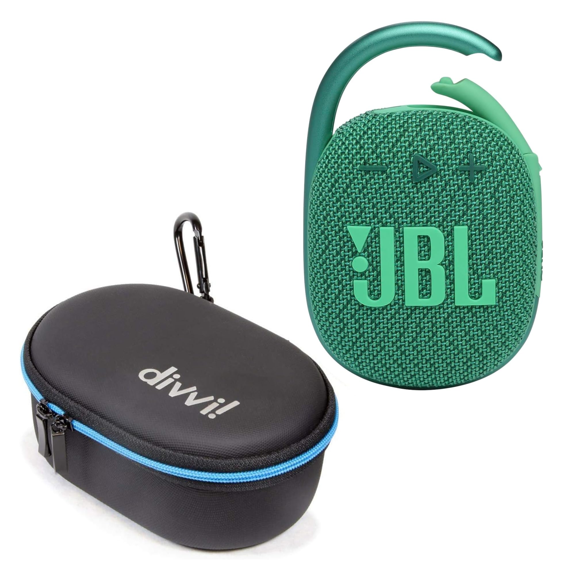 JBL Clip 4 Eco Portable Bluetooth Speaker (Green) + Bundle with divvi! Protective Hardshell Case (Black)