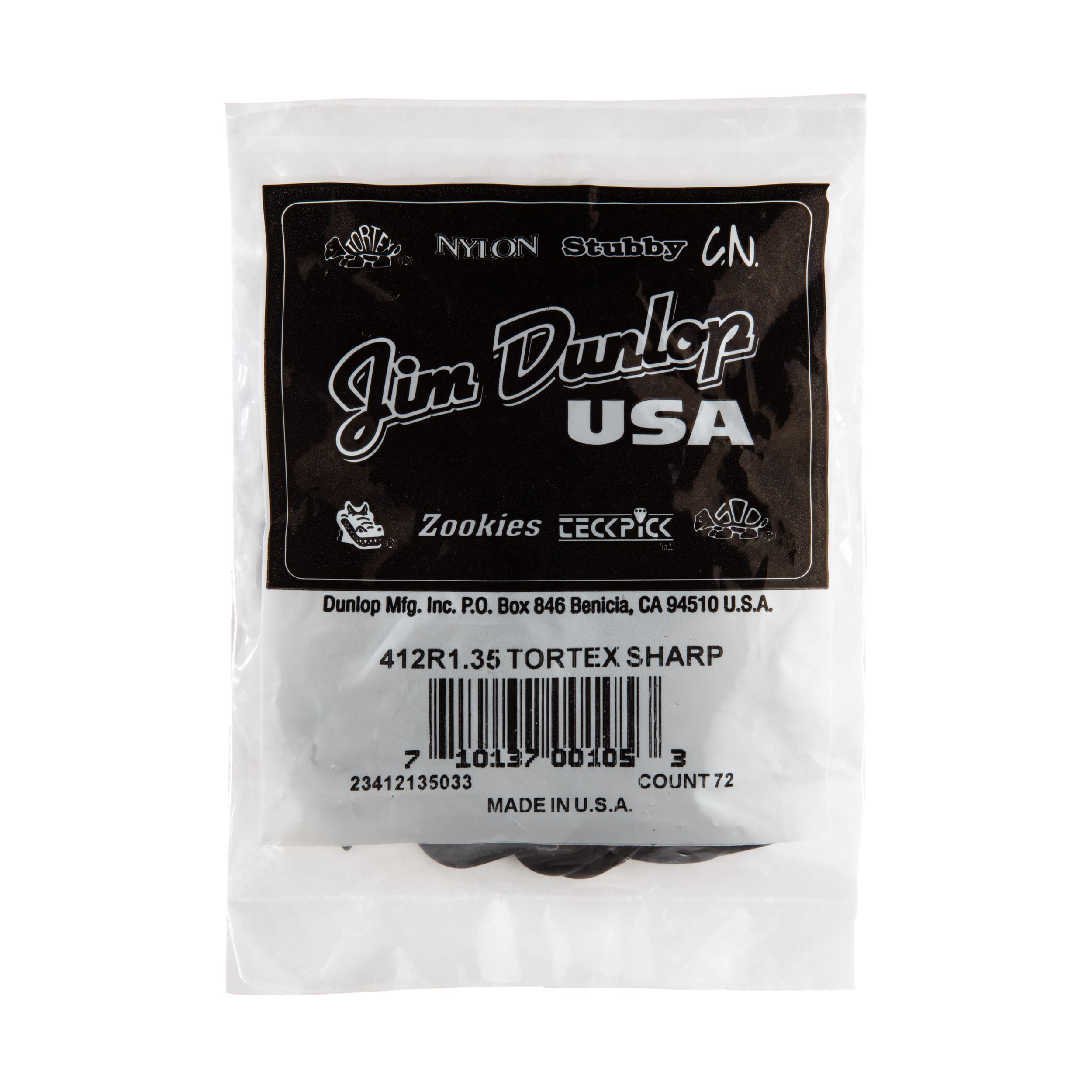 Dunlop Tortex Sharp Guitar Picks 1.35Mm Black 72 Pack