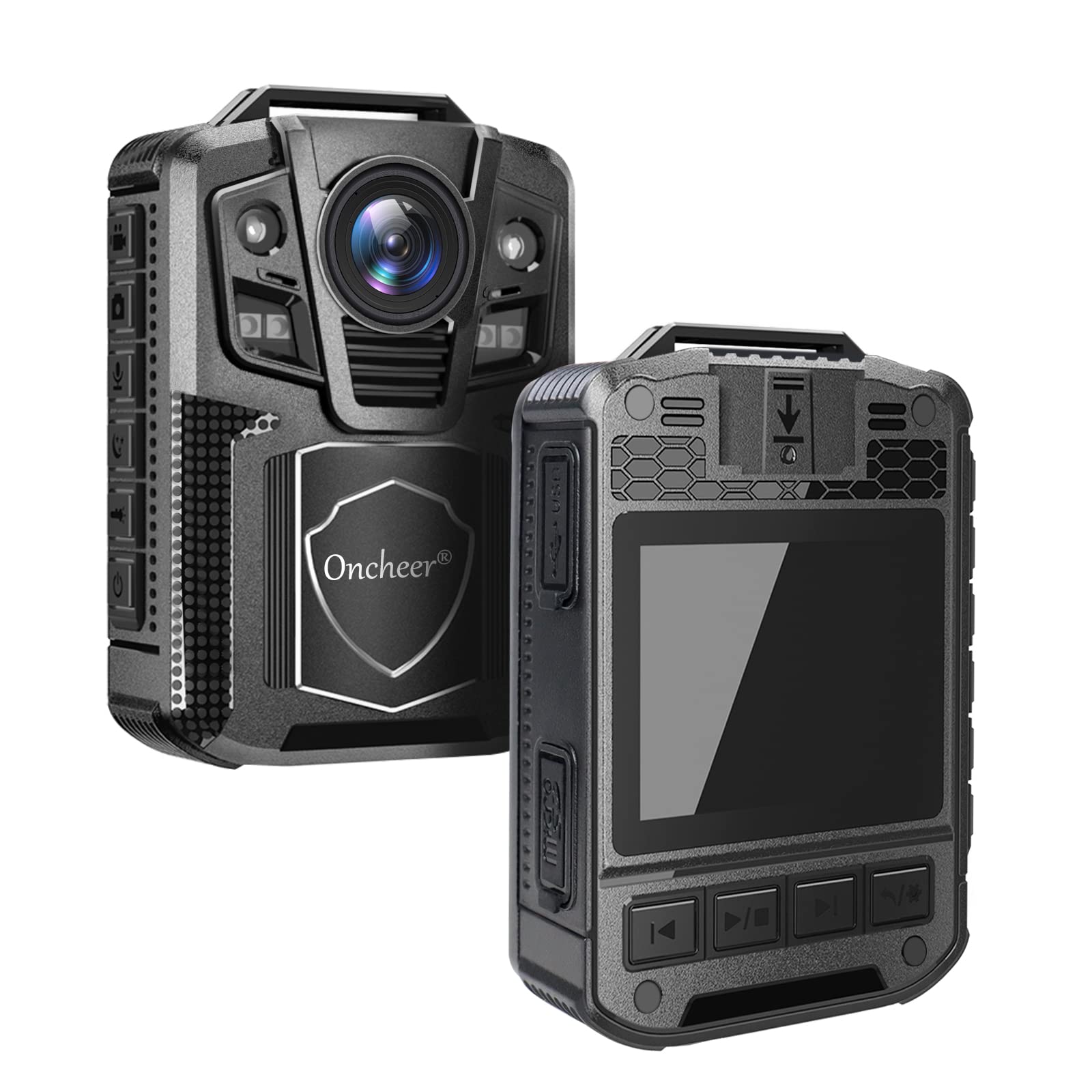 Oncheer 1080P Patrol Sport Body Camera, Video Recorder Cams With 64G Sd Card, Shoulder & Waist Clip, Infrared Night Vision Bodyc