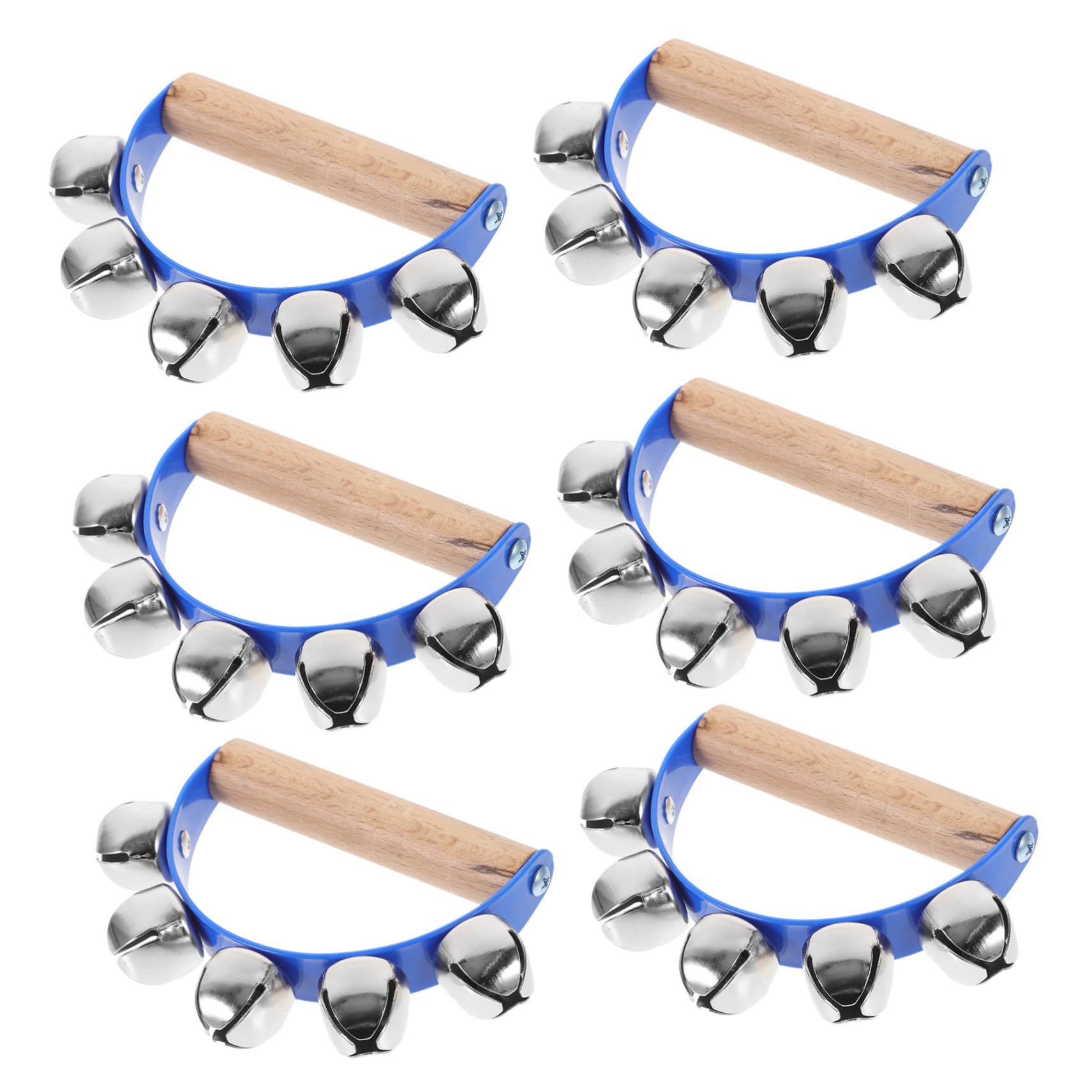 Vaguelly 6pcs Handheld Percussion Tambourines Bells for Beginners for Parties Dance Events and Music Development Comfortable Gri
