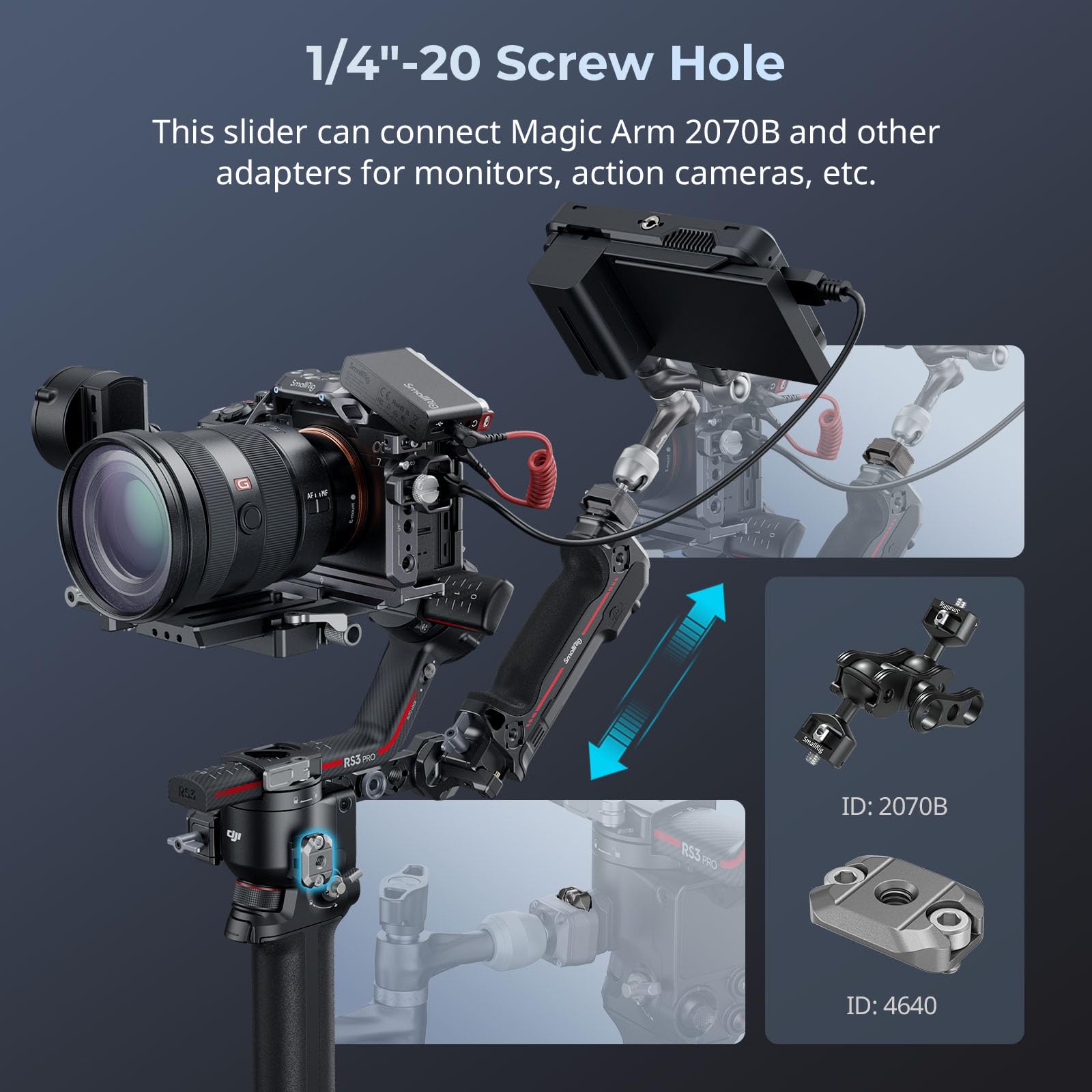 Smallrig Hawklock H21 Quick Release Mini Nato Rail For Dji Rs 2 / Rs2 / Rs3 Pro / Rs3 Mini / Rs4 Pro Stabilizers - 4640