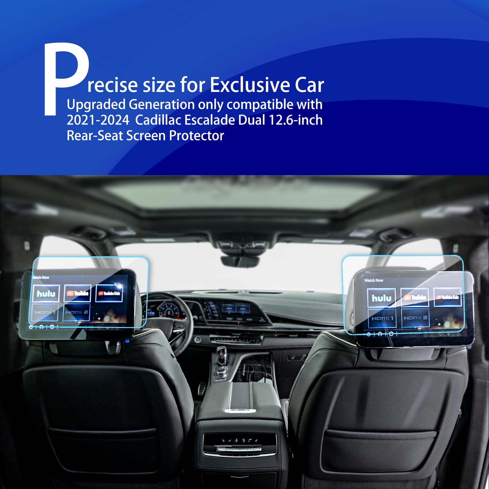 Xxciwp 2Pack For 2024 Escalade Screen Protector 2021 2022 2023 2024 Cadillac Escalade/Escalade V Accessories Rear Seat Tv Dual 1
