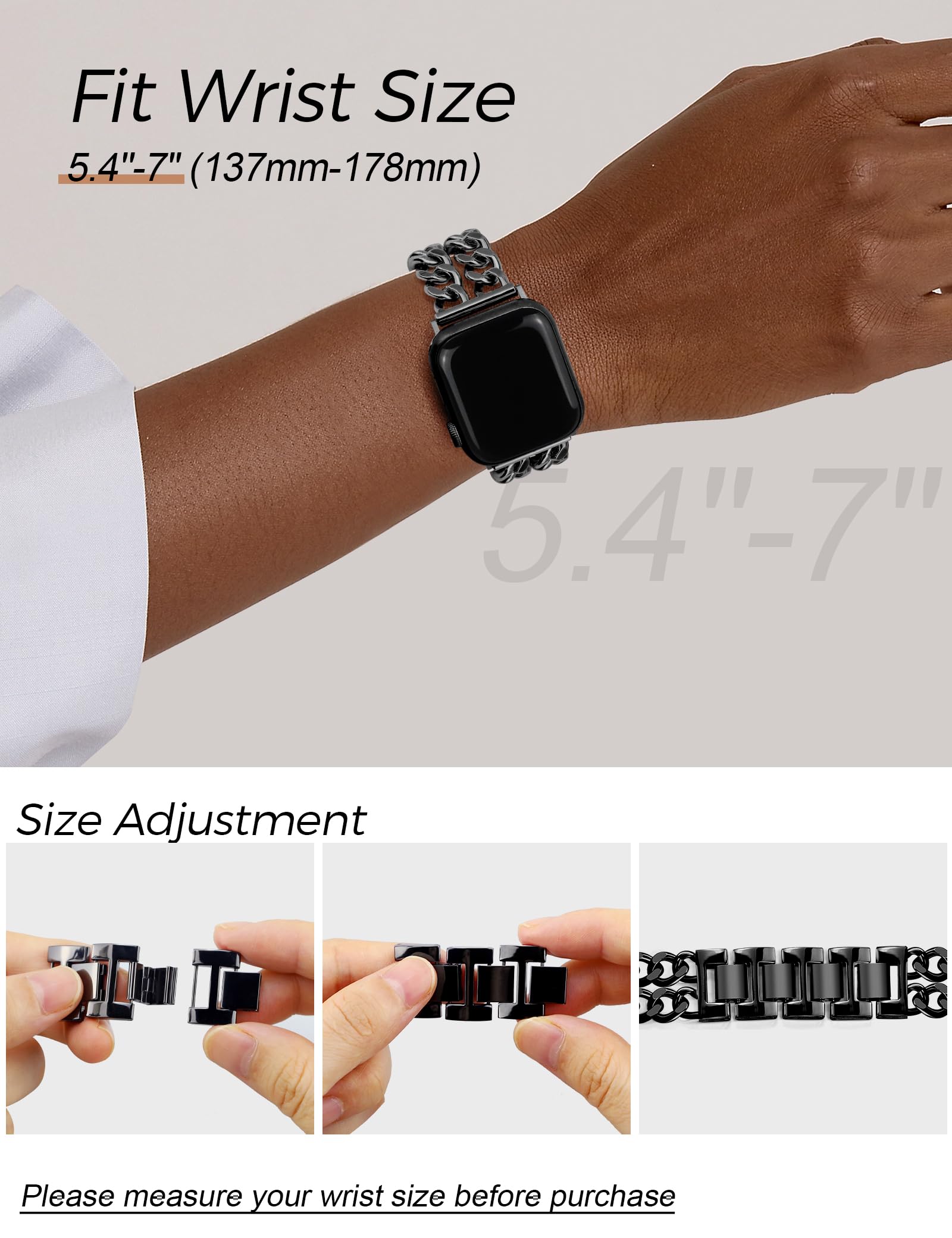 Jr.Dm Black Watch Bands For Women Compatible With Apple Watch Band 42Mm(S3/2/1) 44Mm 45Mm 46Mm 49Mm Adjustable Metal Band Cowboy