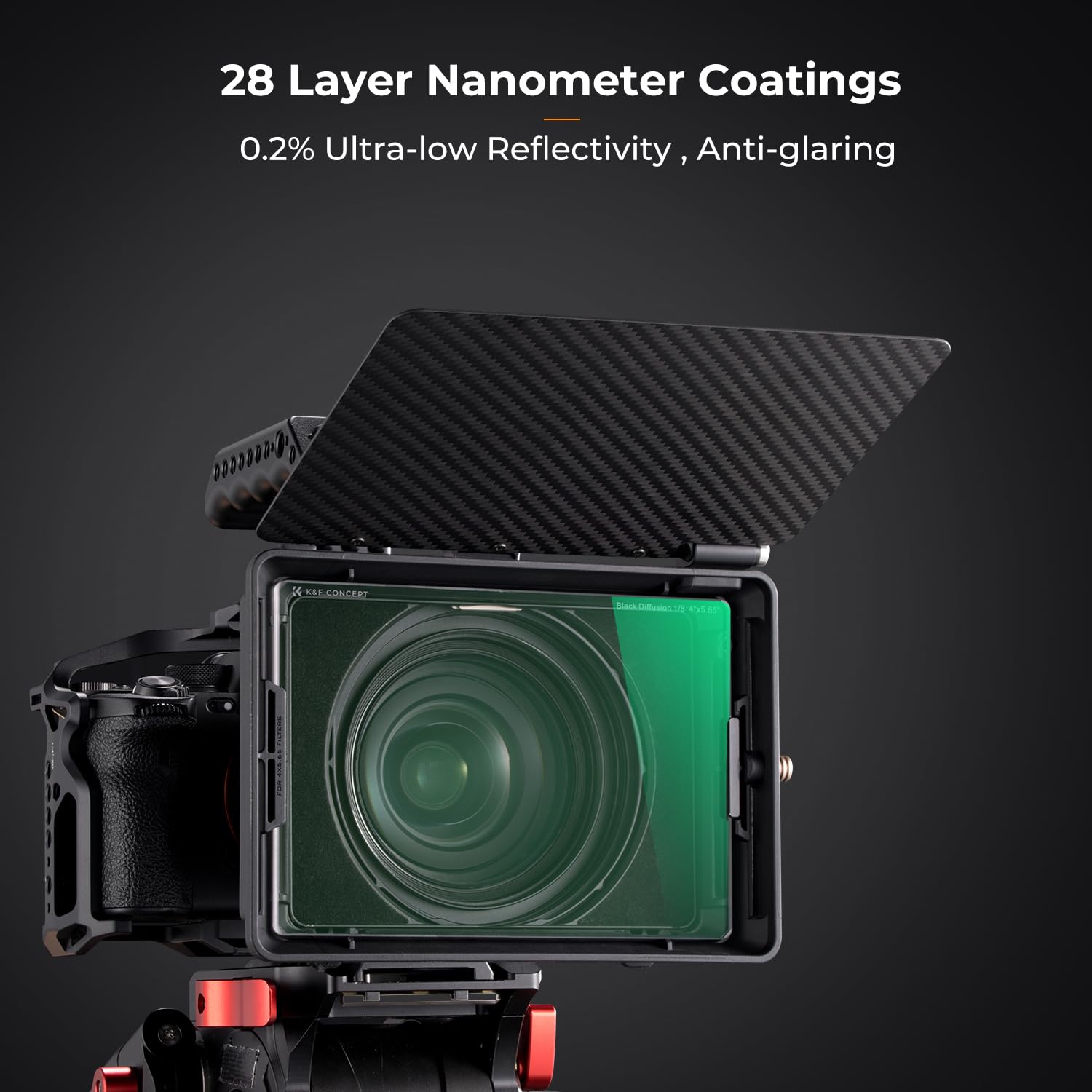 K&F Concept 4'' X 5.65'' Square Black Diffusion 1/8 Effect Filter Cinema Mist Diffuison Filter Compatible With Tilta, Smallrig M