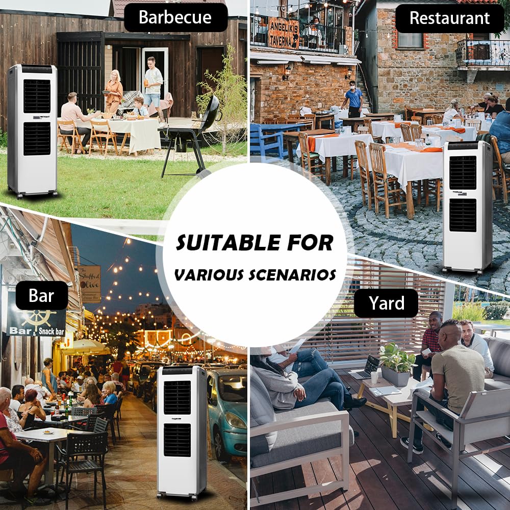 2500Cfm Evaporative Air Cooler With Remote Control, 210W, 3 Speeds Portable Air Conditioner For Patio Outdoor, 8 Gal Water Tank,