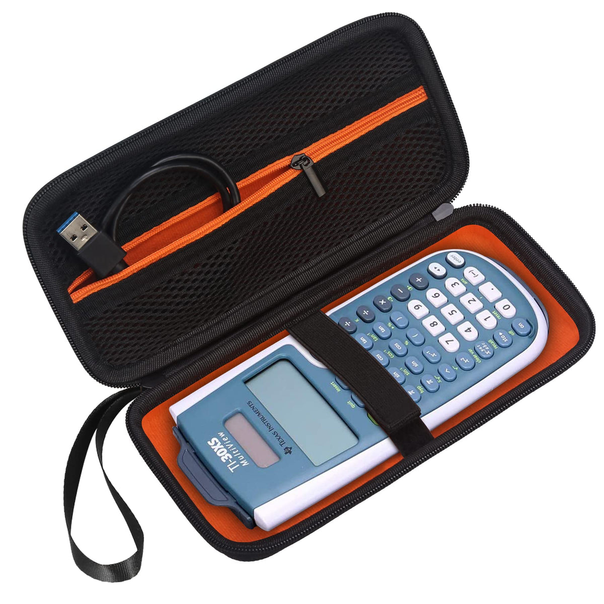 BOVKE Carrying Case for Texas Instruments TI-30XS Multiview/TI-34 Multiview/TI-36X Pro Scientific Calculator, Extra Mesh Pocket for USB Cables Pens Other School Supplies, Black