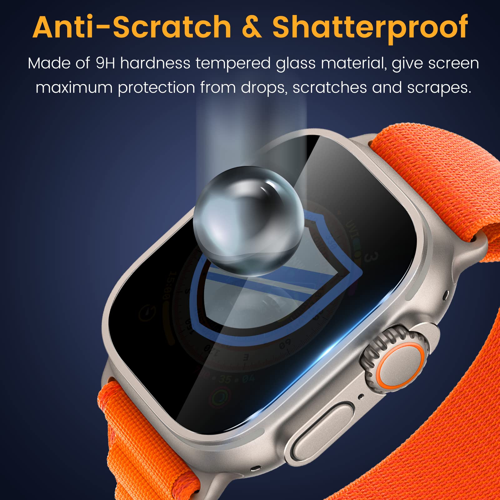 Ewuonu [3 Pack Privacy Screen Protector For Apple Watch Ultra 2/Ultra 49Mm Accessories, Anti Peep Tempered Glass Screen Protecto