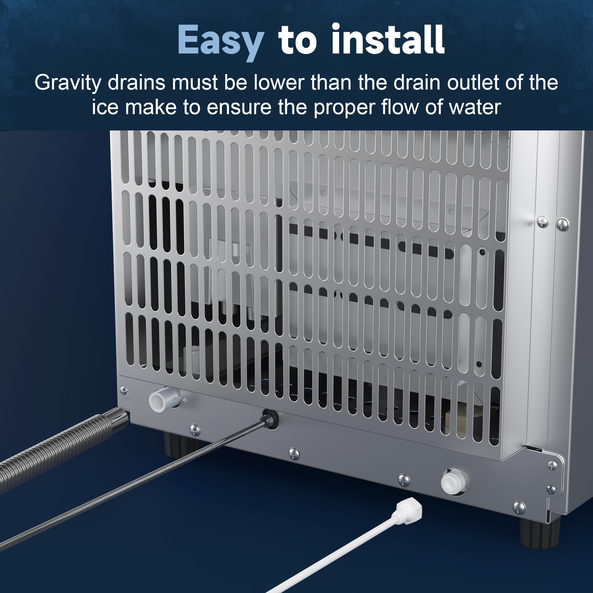 Coolski Under Counter Ice Maker Machine, Stainless Steel Built-In Freestanding Ice Maker For Commercial & Home Use, 80 Lbs/Day,