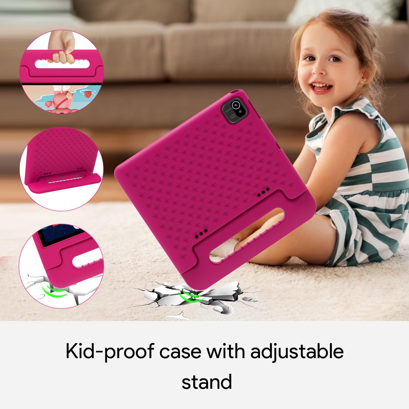 Uemxdox 2024 Upgraded Kids Tablet, 10.1 Inch Android 14 Tablet For Kids With Case Included, Octa Core Cpu, 4Gb Ram 64Gb Rom(1Tb