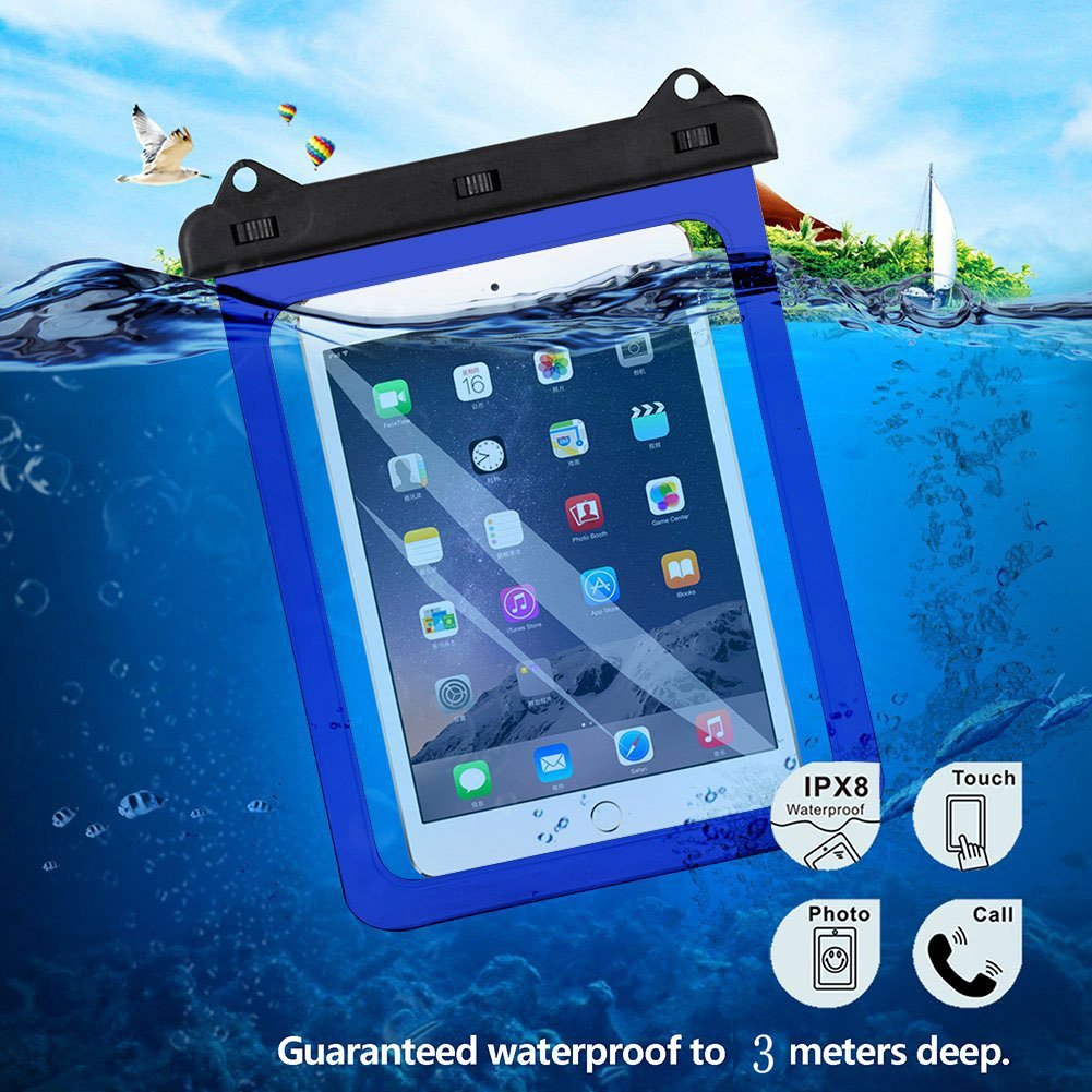 AICase Universal iPad Waterproof, Dry Bag Pouch for iPad Pro 10.5, New iPad 9.7 2017/2018, iPad Pro 9.7, iPad Air/Air 2, Tablets up to 11.5 Inch (Blue)