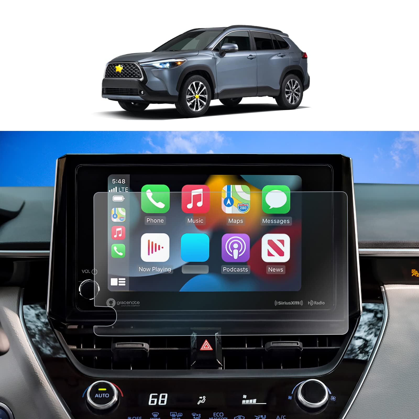 Sktu 2Pcs 2024 2025 Corolla Cross Accessories Screen Protector For 2023 2024 2025 Toyota Corolla Cross 8 Inch Navigation Ultra Clear Anti Scratch