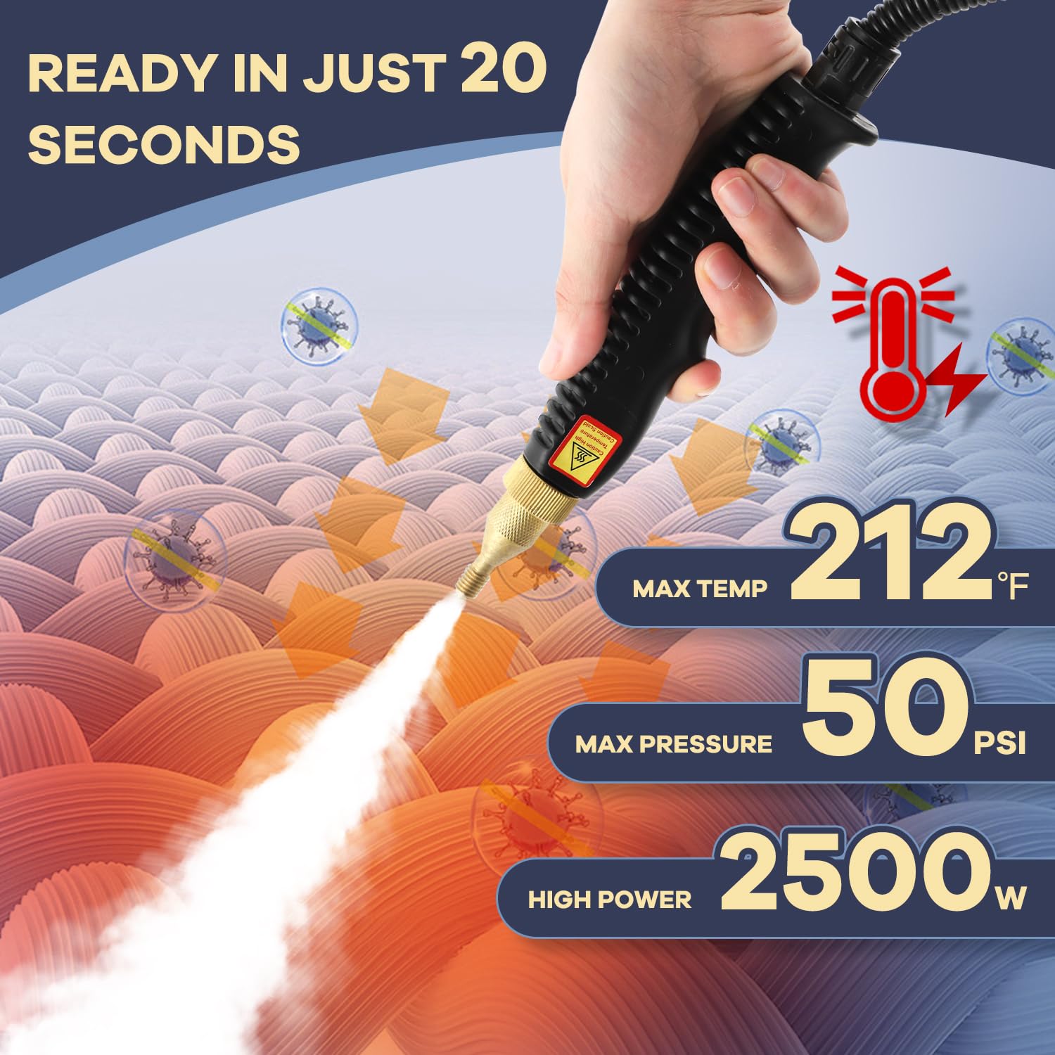 Moongiantgo High Pressure Steam Cleaner, 2500W Portable High Temp Bathroom Power Steamer Cleaning Machine Steam Humidity Adjusta