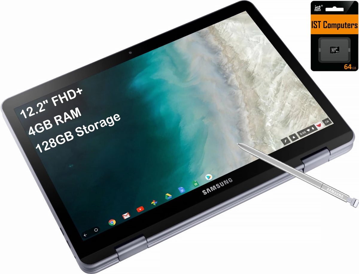 Samsung Chromebook Plus V2 360 2 In 1 Laptop W/Dual Webcam (12.2'' Fhd+ Touchscreen,Intel Celeron 3965Y, 4Gb Ram, 128Gb (64Gb Em