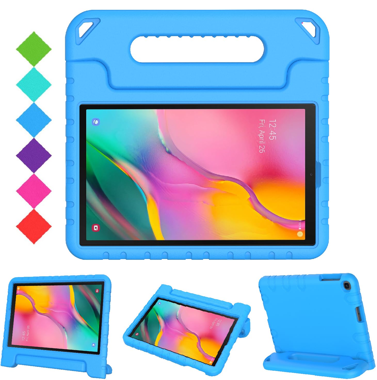 Bmouo Kids Case For Samsung Galaxy Tab A 10.1 (2019) Sm T510/T515, Shockproof Light Weight Protective Handle Stand Kids Case For