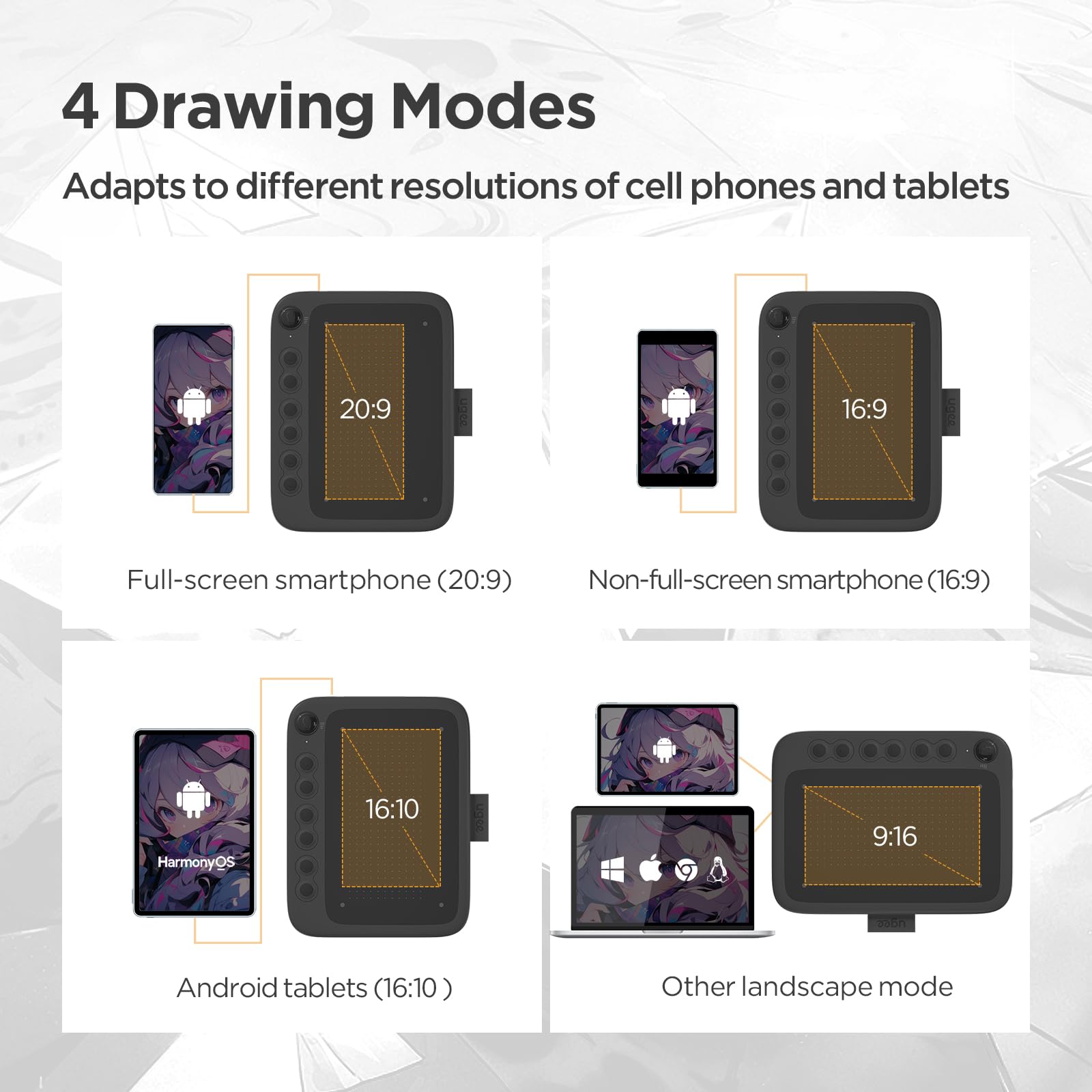 Ugee Q6 6.5X4 Inch Drawing Tablet For Android Phone With 6 Hot Keys,Graphic Tablet Adjustable Drawing Mode Writing Tablet Mobile