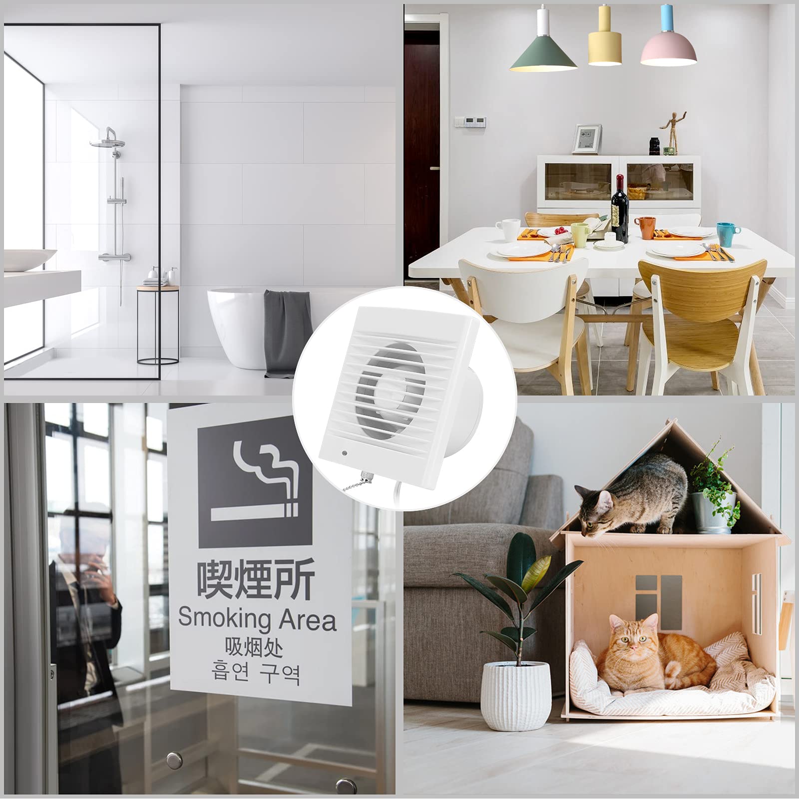 Hugoome Exhaust Fan 188 Cfm, 18W 320M/H Ventilation Extractor With Anti Backflow Check Valve Chain Switch, Window And Wall Mount