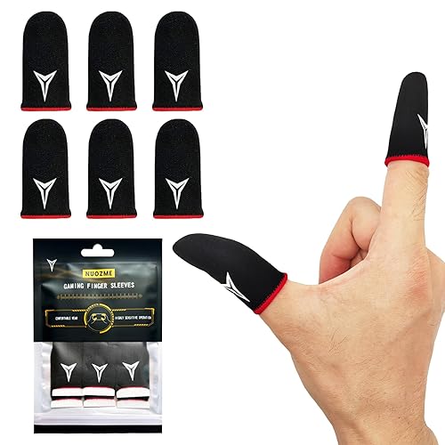 6 Pack Mobile Phone Gaming Finger Sleeves, Nuozme Finger Sleeves Compatible With All Touchscreen Devices, 0.15Mm Superconducting