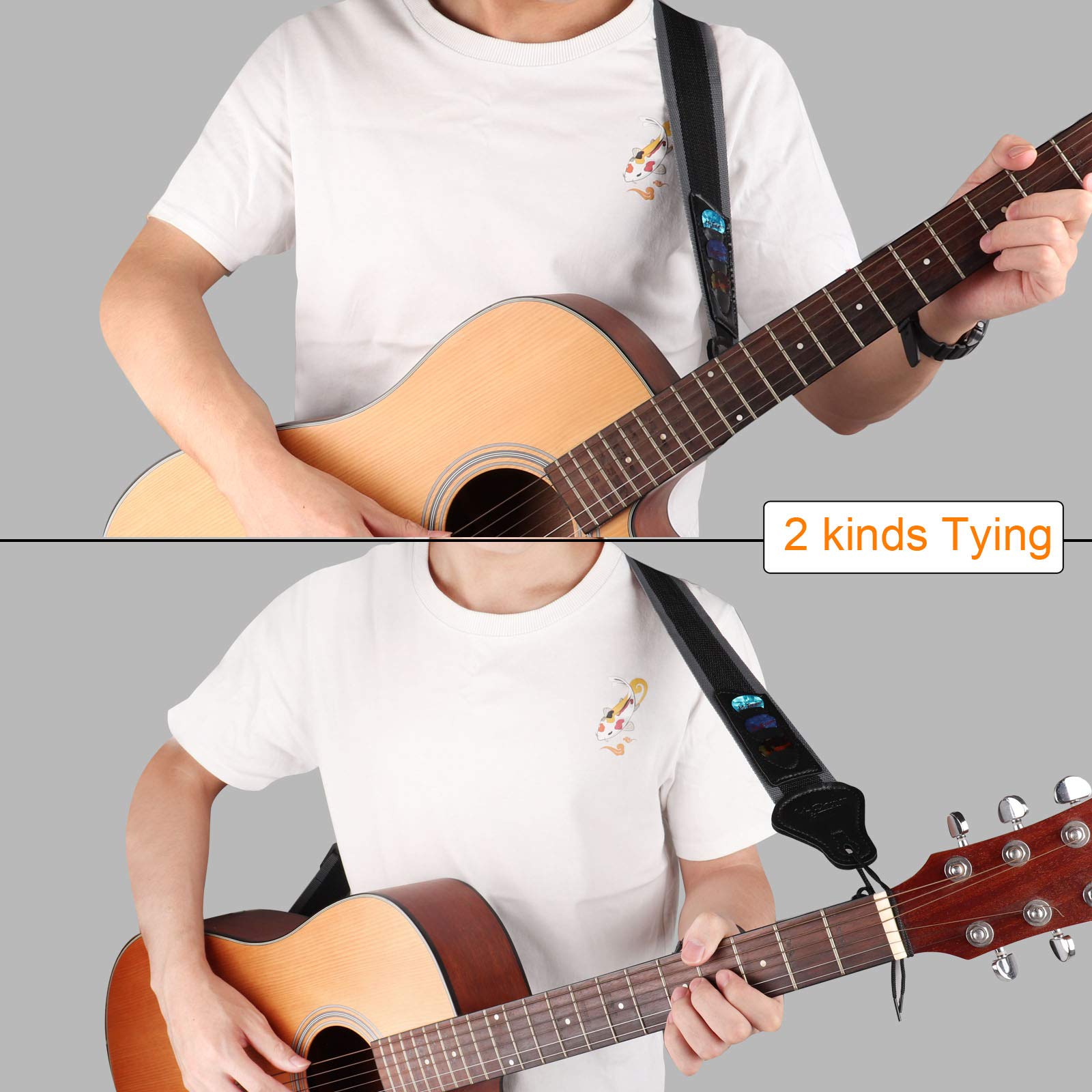 Mr.Power Guitar Strap 36.6In   65In With 3 Pick Holders For Electric/Acoustic Guitar, Nylon Strap