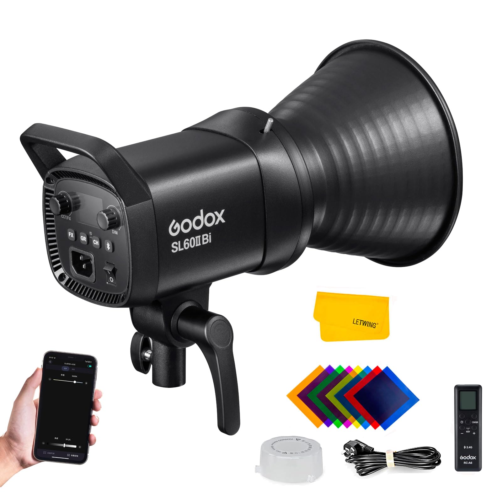 Godox Sl60Iibi Bi Color Led Video Light,2800K 6500K,Cri96+ Tlci97+,Builtin 11 Fx Effects,App/2.4Gwireless Control Adjust Brightn
