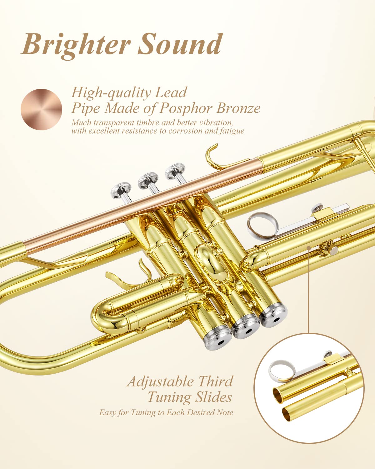 Eastar Etr 390 Standard B Flat Trumpet For Beginners Intermediate, Advanced Upgraded Trumpet Instrument With Hard Case, Cleaning