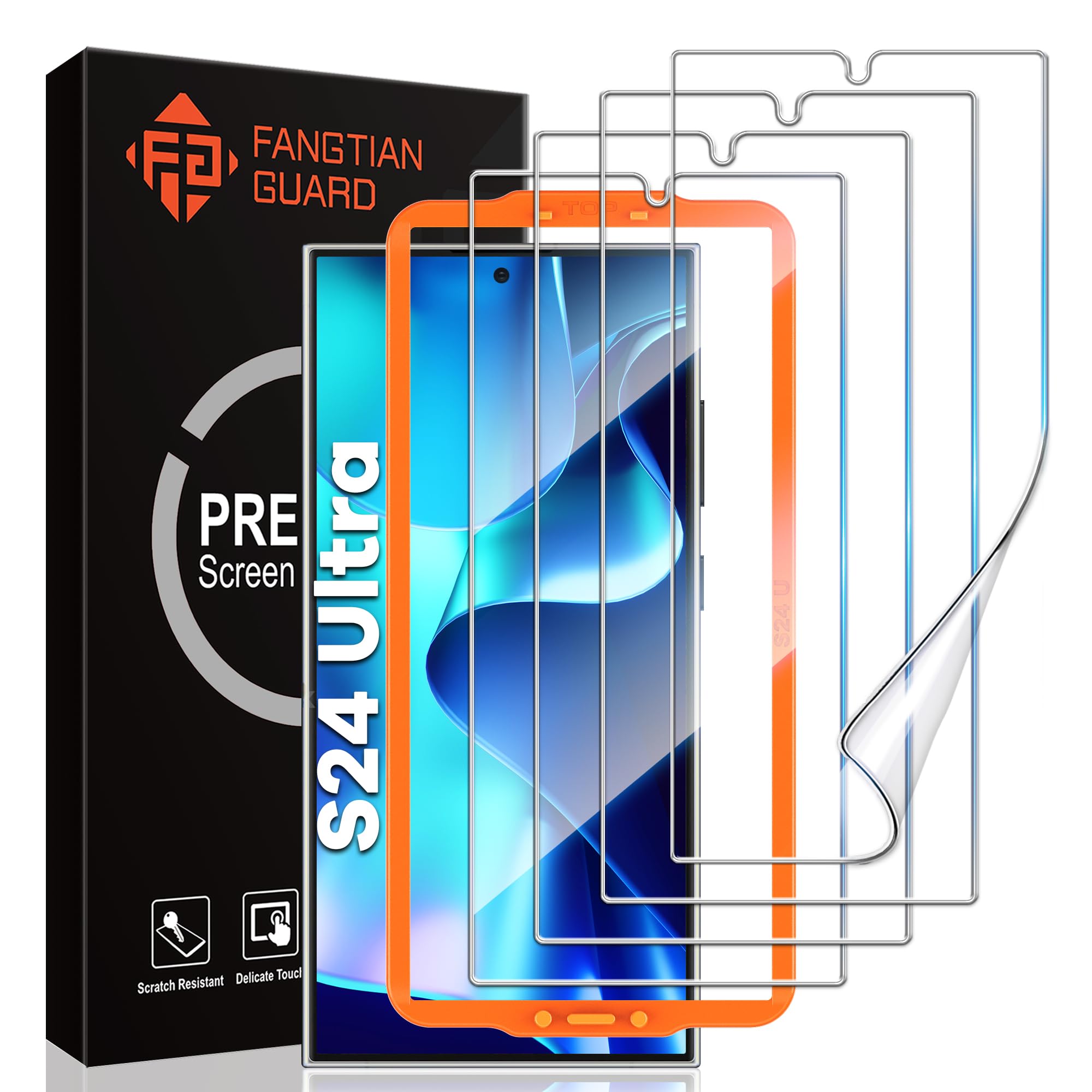 Fangtian [4 Pack] For Samsung Galaxy S24 Ultra Screen Protector [Not Glass]   Film For S24 Ultra Screen Protector [6.8Inch][Fing
