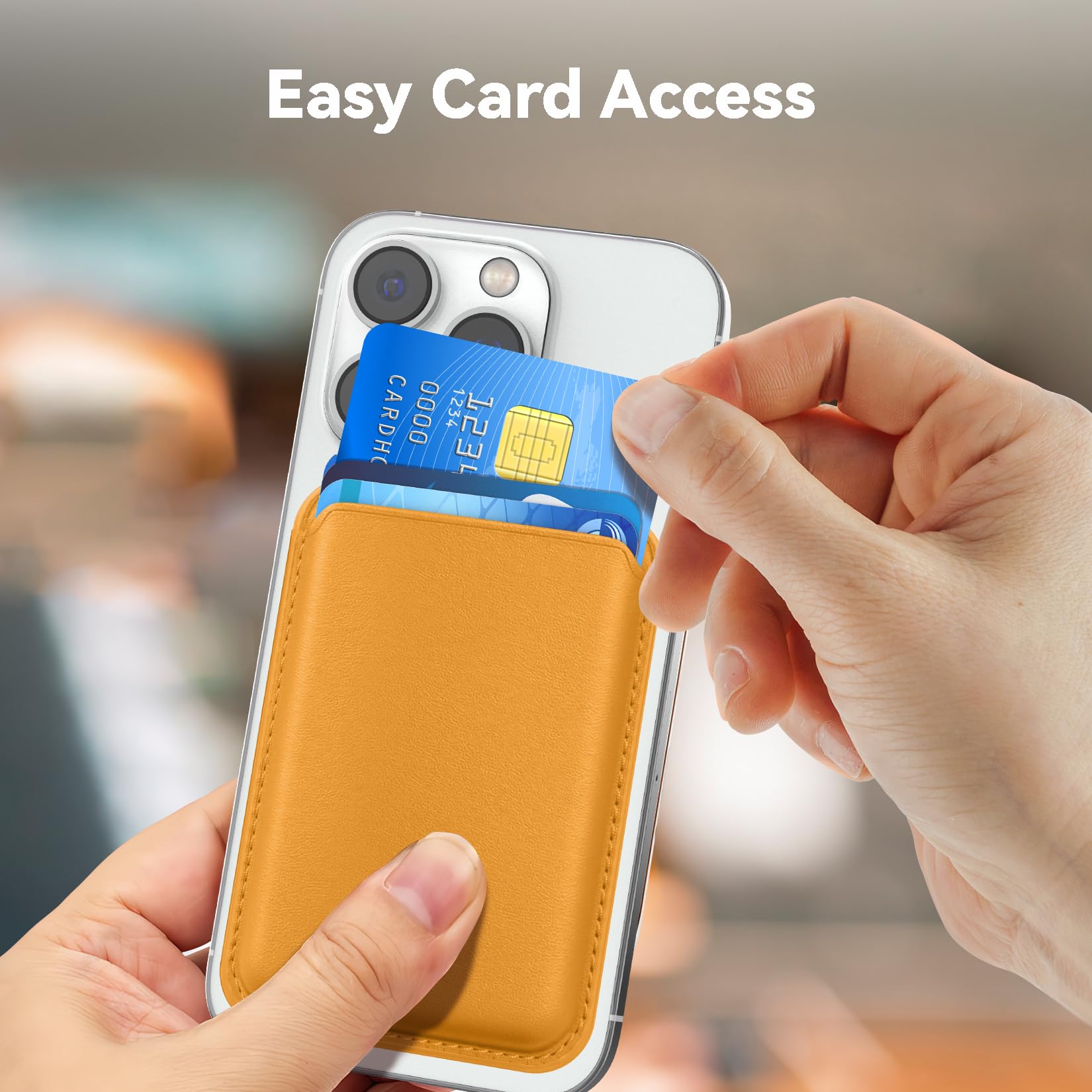 Amzone Magnetic Magsafe Wallet Cell Phone Card Holder For Iphone 15 Series, Stronger Magnetic Rfid Leather Phone Wallet Stick On