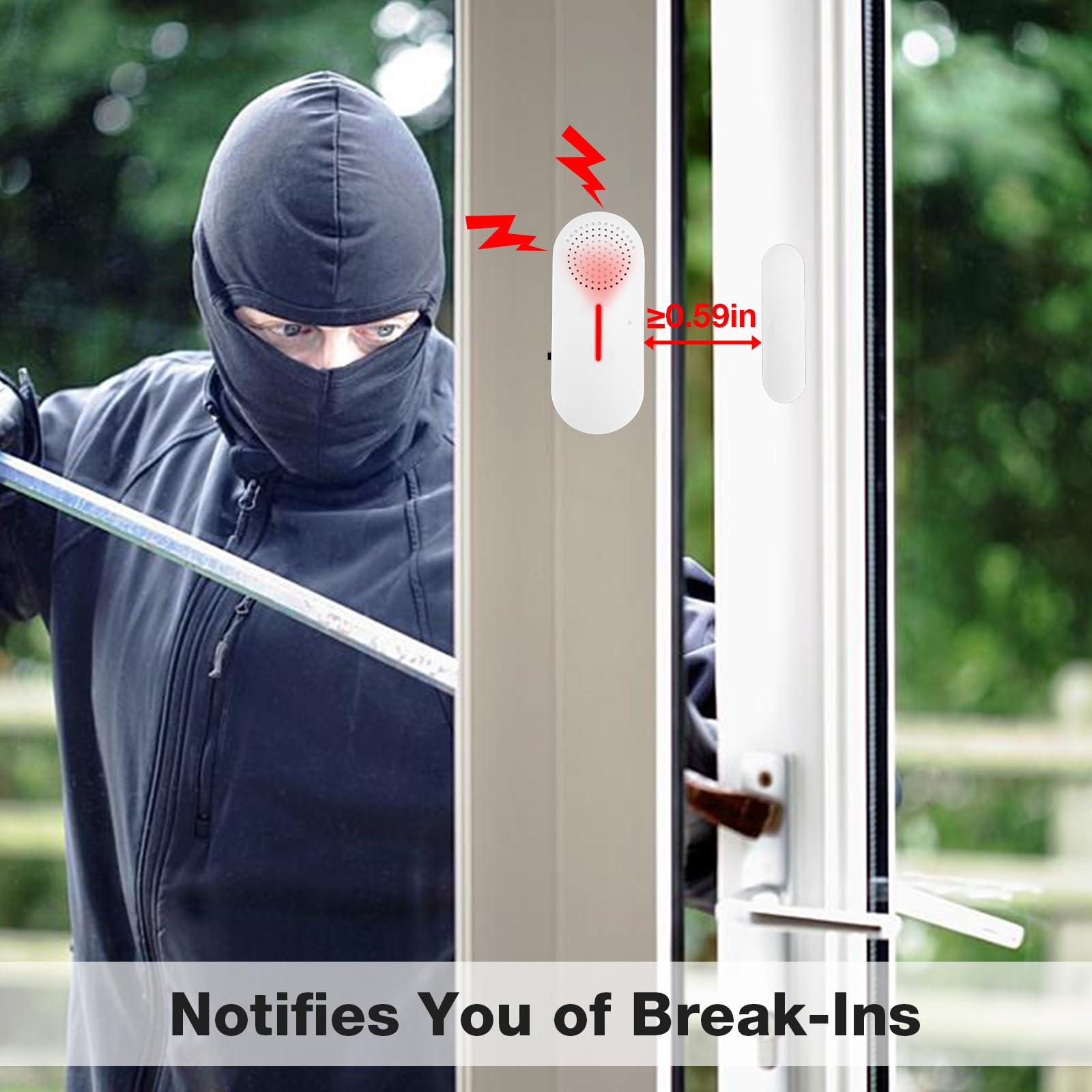 Door Window Alarm, 95Db Door Alarms For Kids Safety, Wireless Sensor Door Window Burglar Alarm Window Pool Alarms For Home (2 Pa